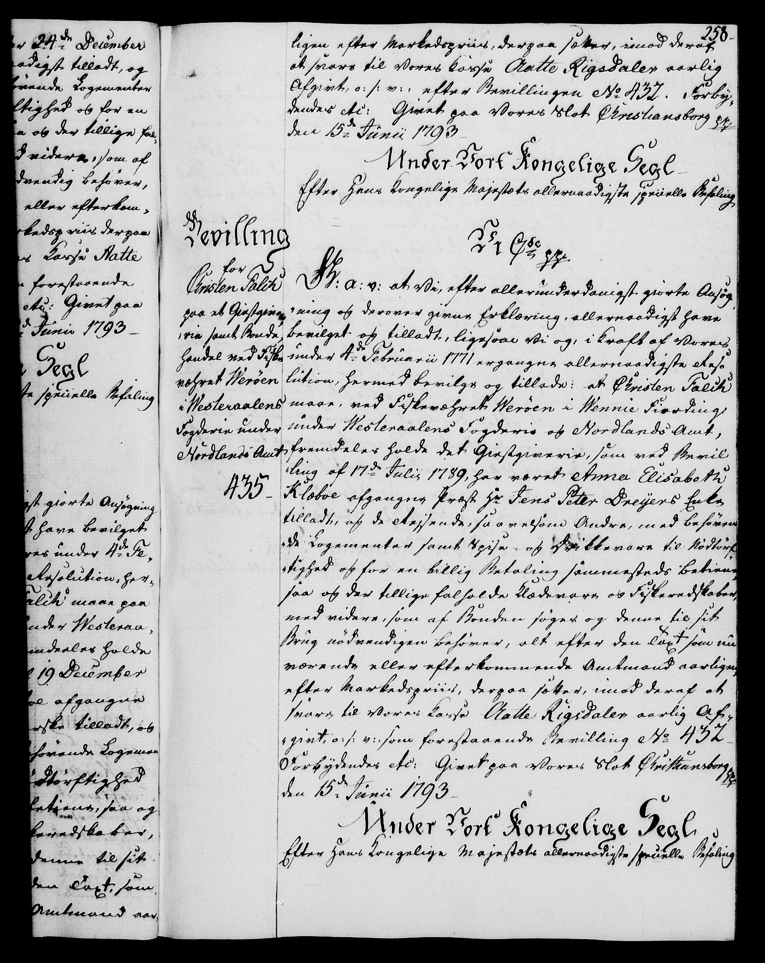 Rentekammeret, Kammerkanselliet, AV/RA-EA-3111/G/Gg/Gga/L0015: Norsk ekspedisjonsprotokoll med register (merket RK 53.15), 1790-1791, p. 258