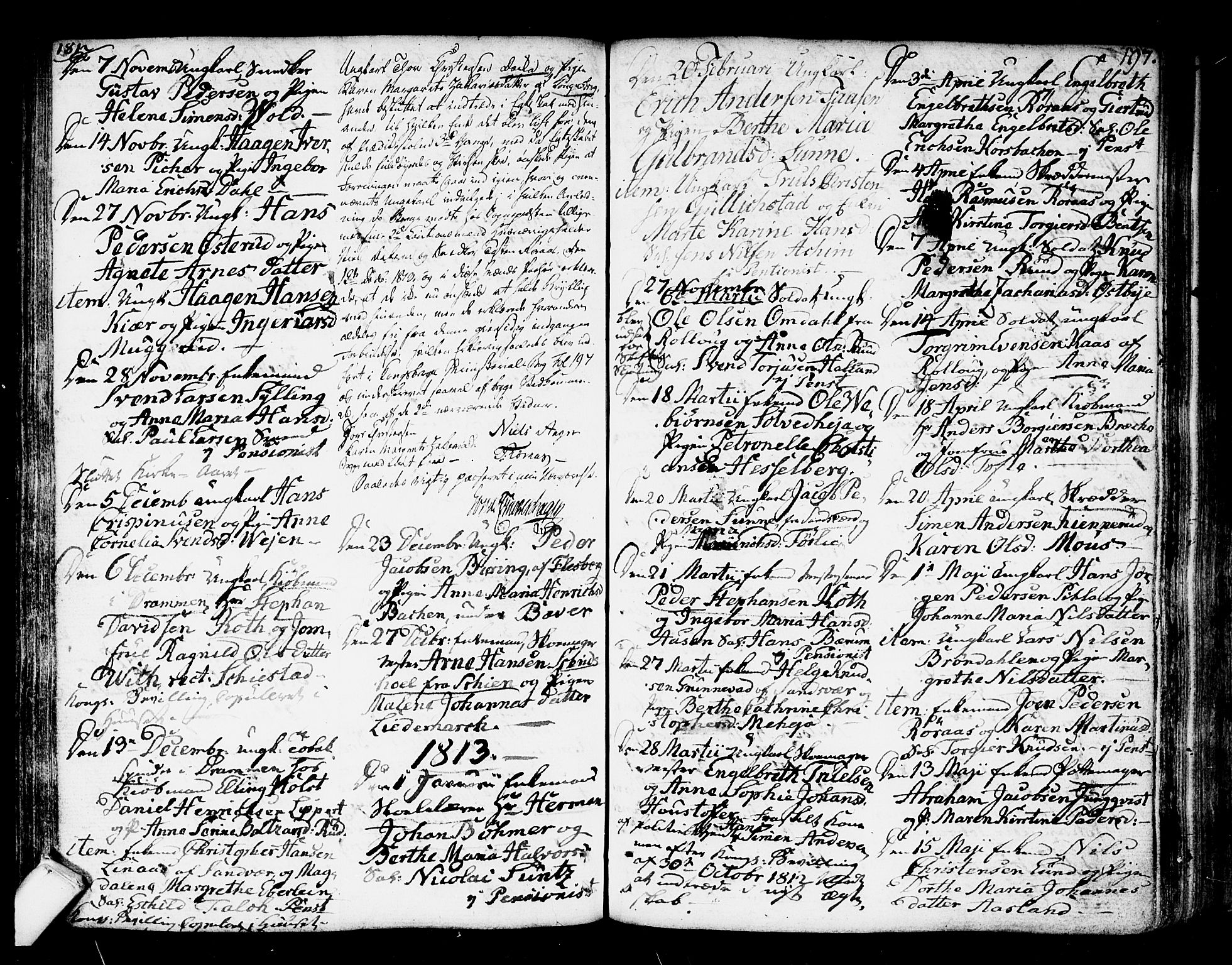 Kongsberg kirkebøker, AV/SAKO-A-22/F/Fa/L0007: Parish register (official) no. I 7, 1795-1816, p. 197