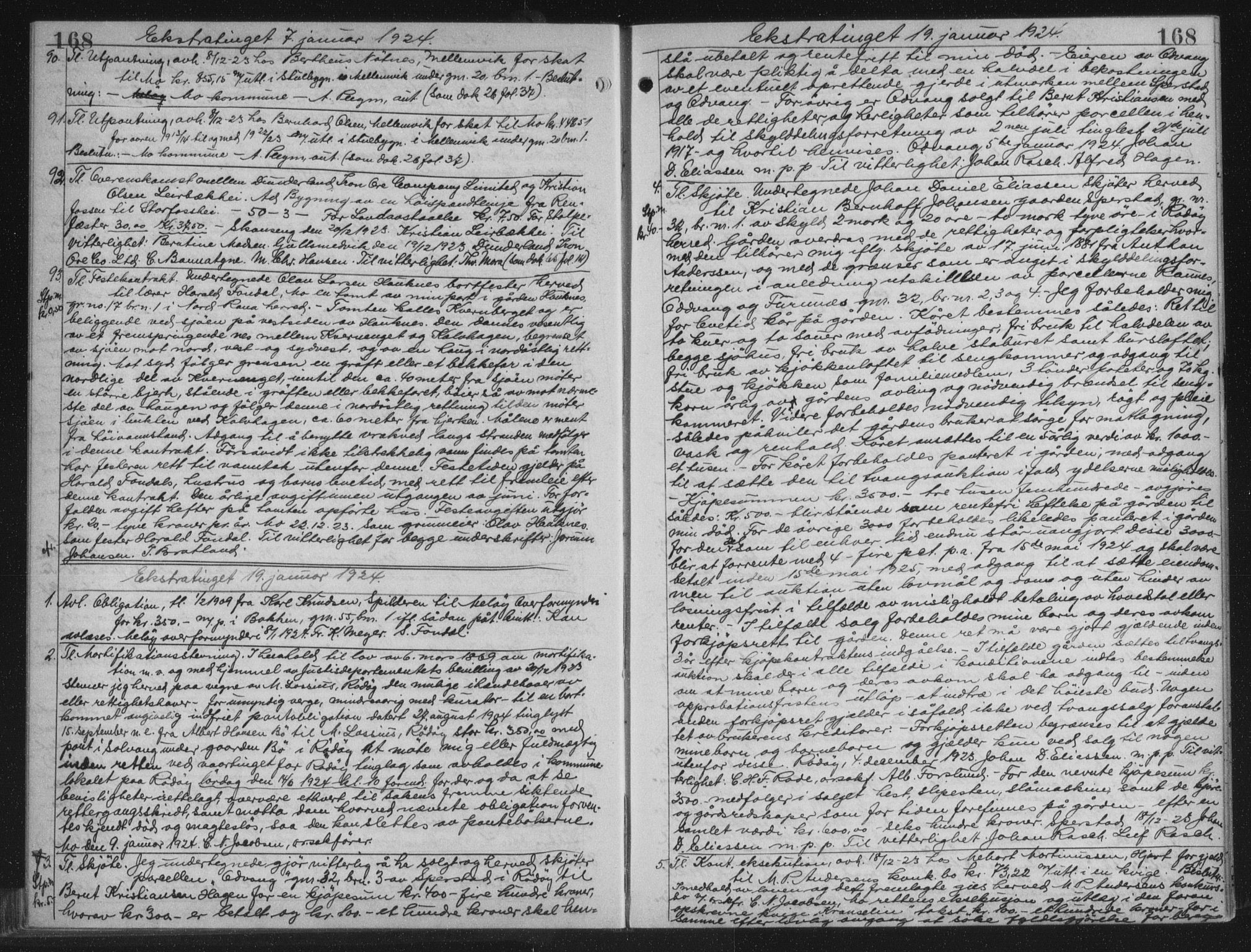 Rana sorenskriveri , AV/SAT-A-1108/1/2/2C/L0018: Mortgage book no. 18, 1923-1928, p. 168, Deed date: 19.01.1924
