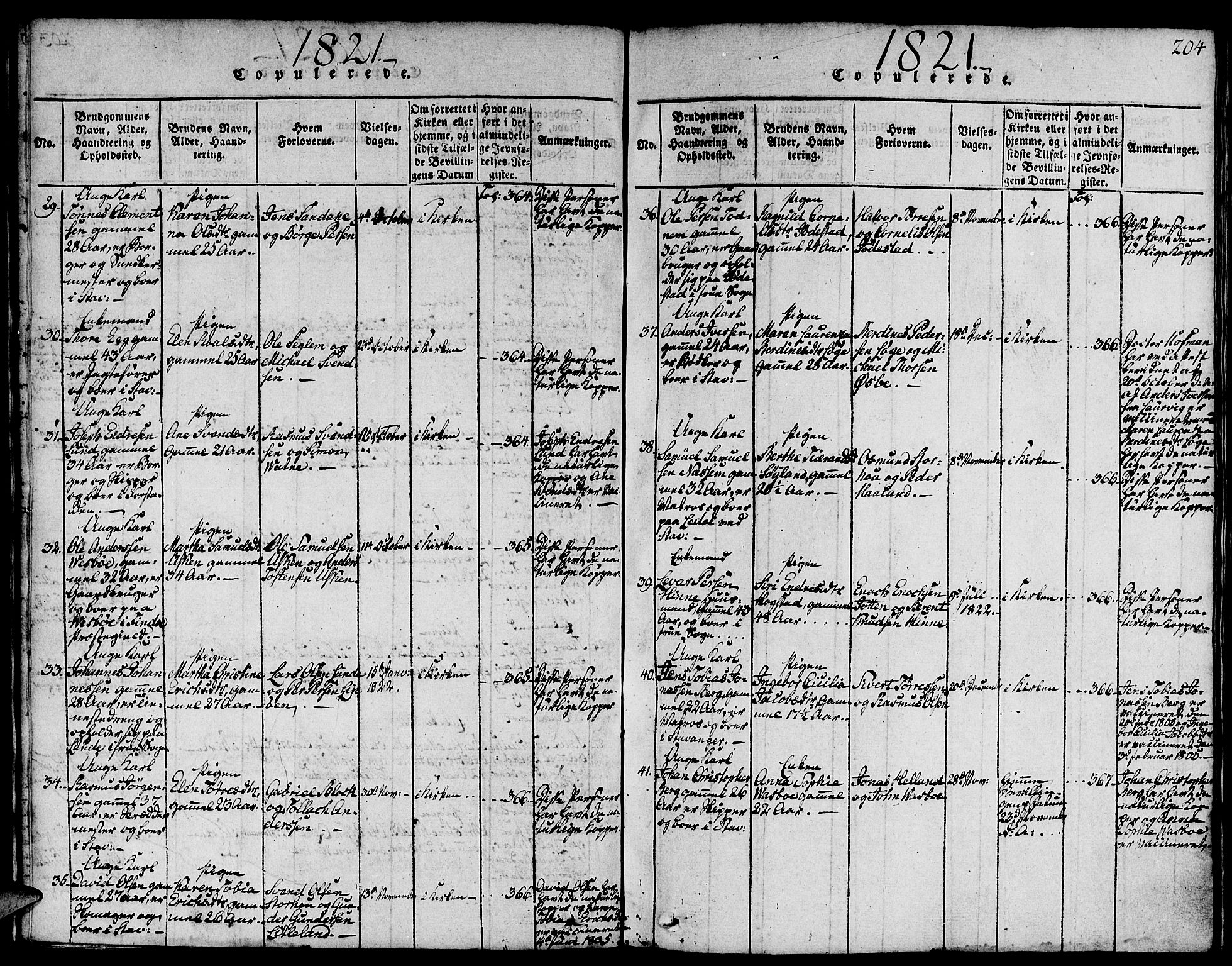 Domkirken sokneprestkontor, SAST/A-101812/001/30/30BA/L0008: Parish register (official) no. A 8, 1816-1821, p. 204