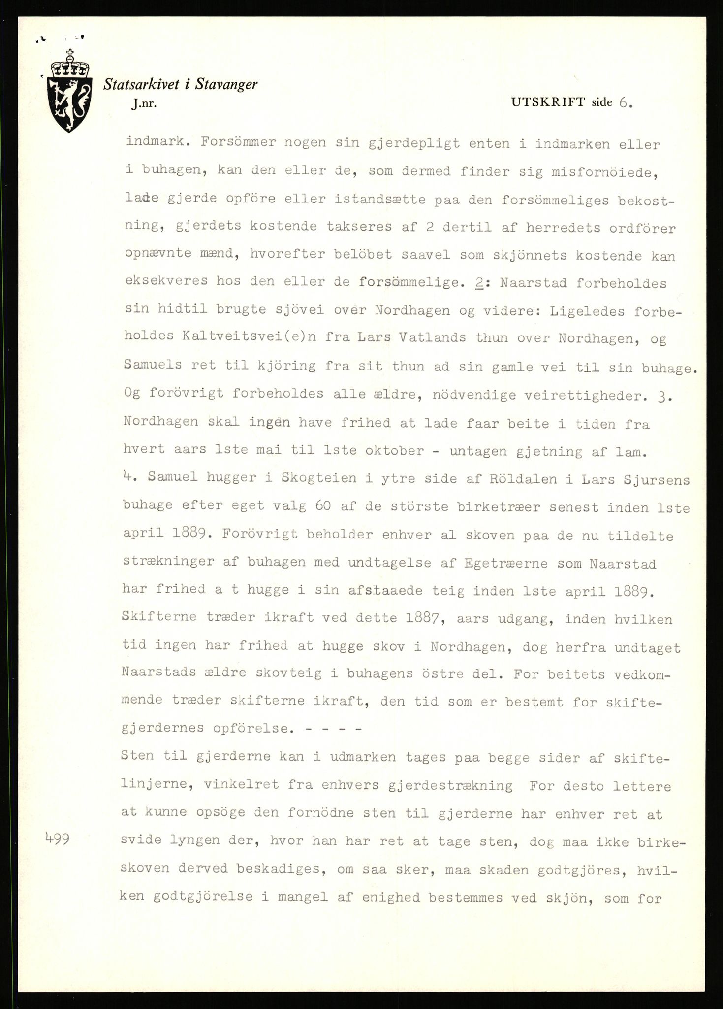 Statsarkivet i Stavanger, SAST/A-101971/03/Y/Yj/L0064: Avskrifter sortert etter gårdsnavn: Noreim - Odland i Bjerkreim, 1750-1930, p. 611