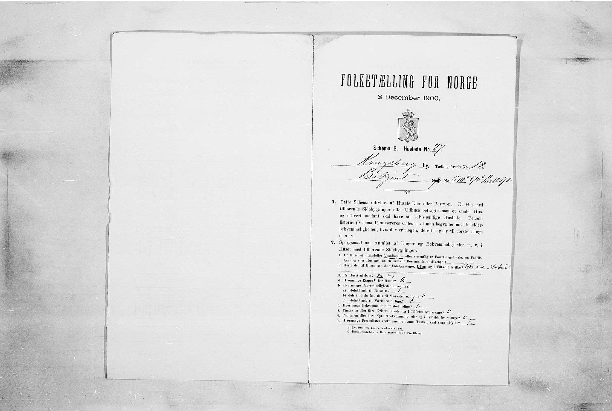 RA, 1900 census for Kongsberg, 1900, p. 2221