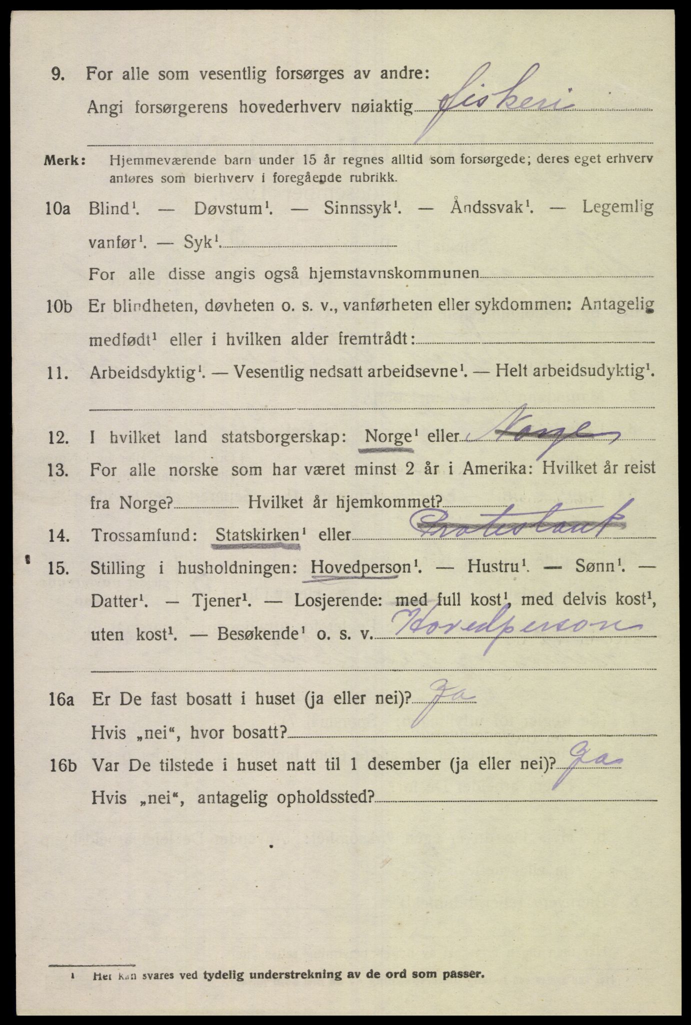 SAK, 1920 census for Spangereid, 1920, p. 3180