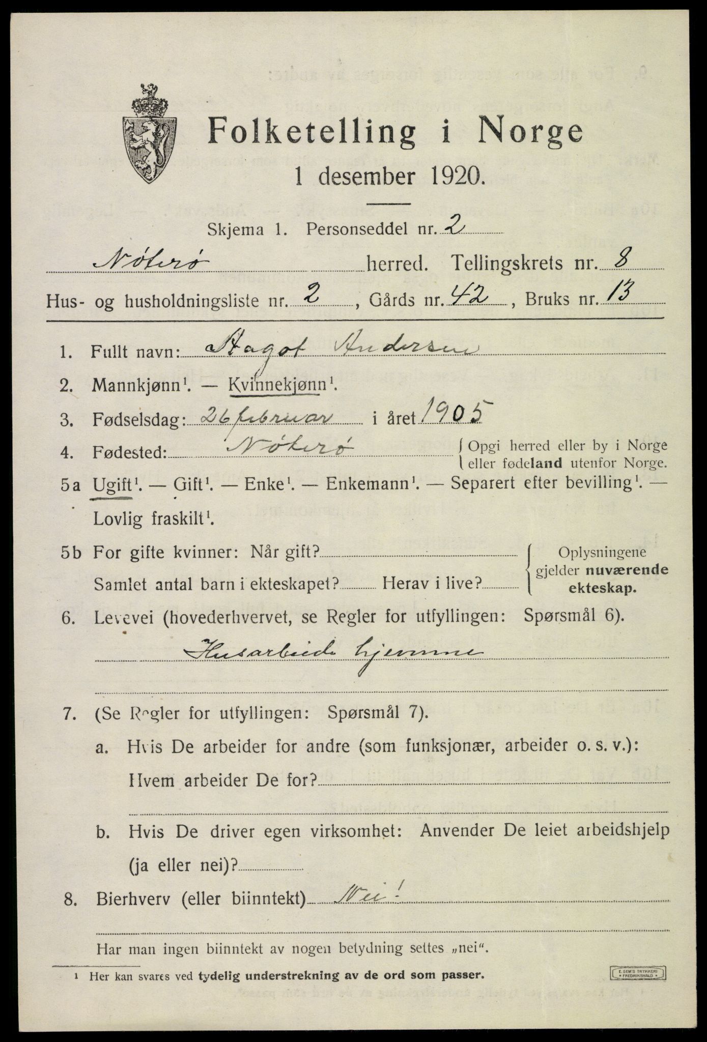 SAKO, 1920 census for Nøtterøy, 1920, p. 10431