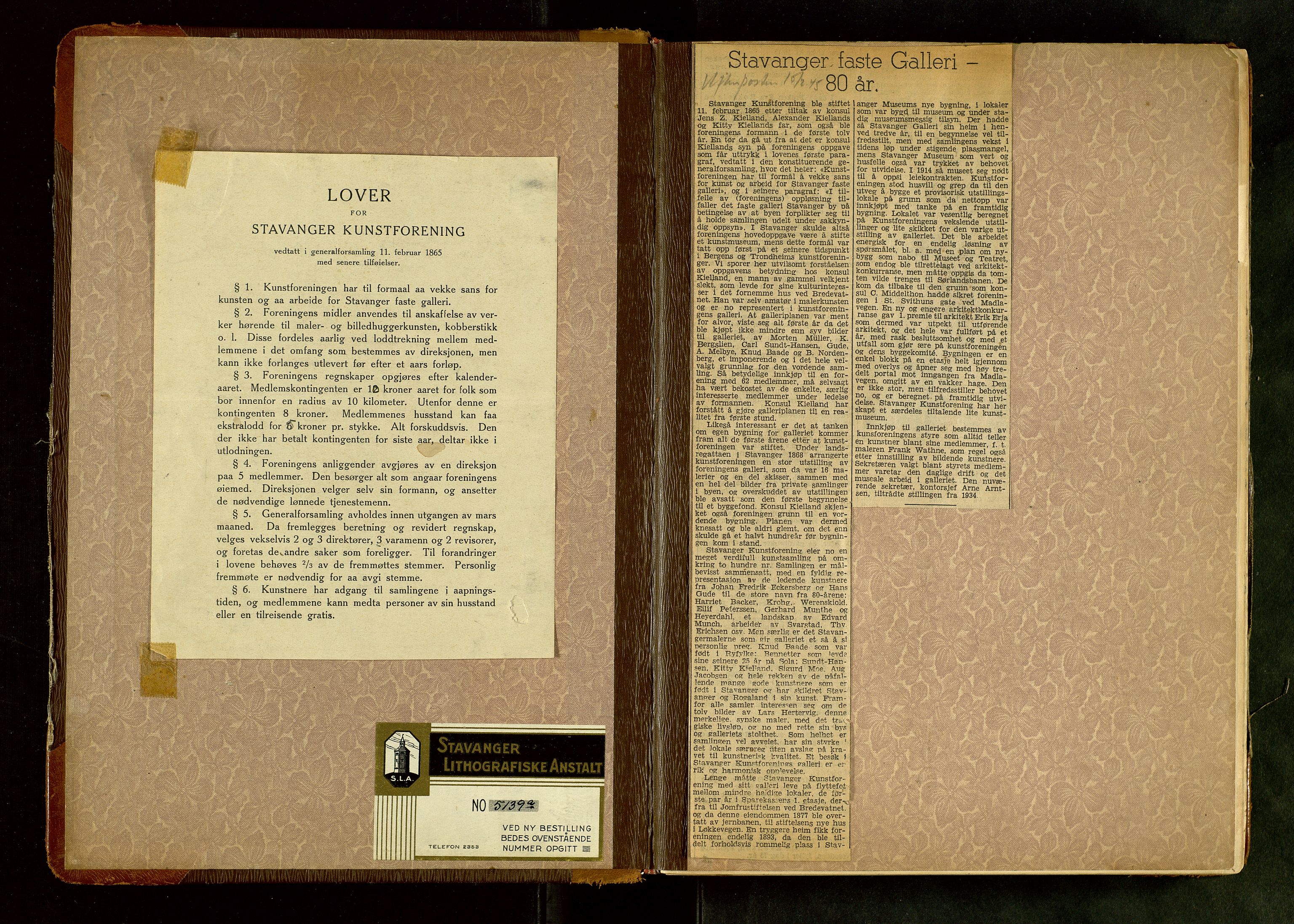 Pa 0481 - Stavanger Kunstforening, AV/SAST-A-100677/A/L0004: Møteprotokoll, 1936-1970