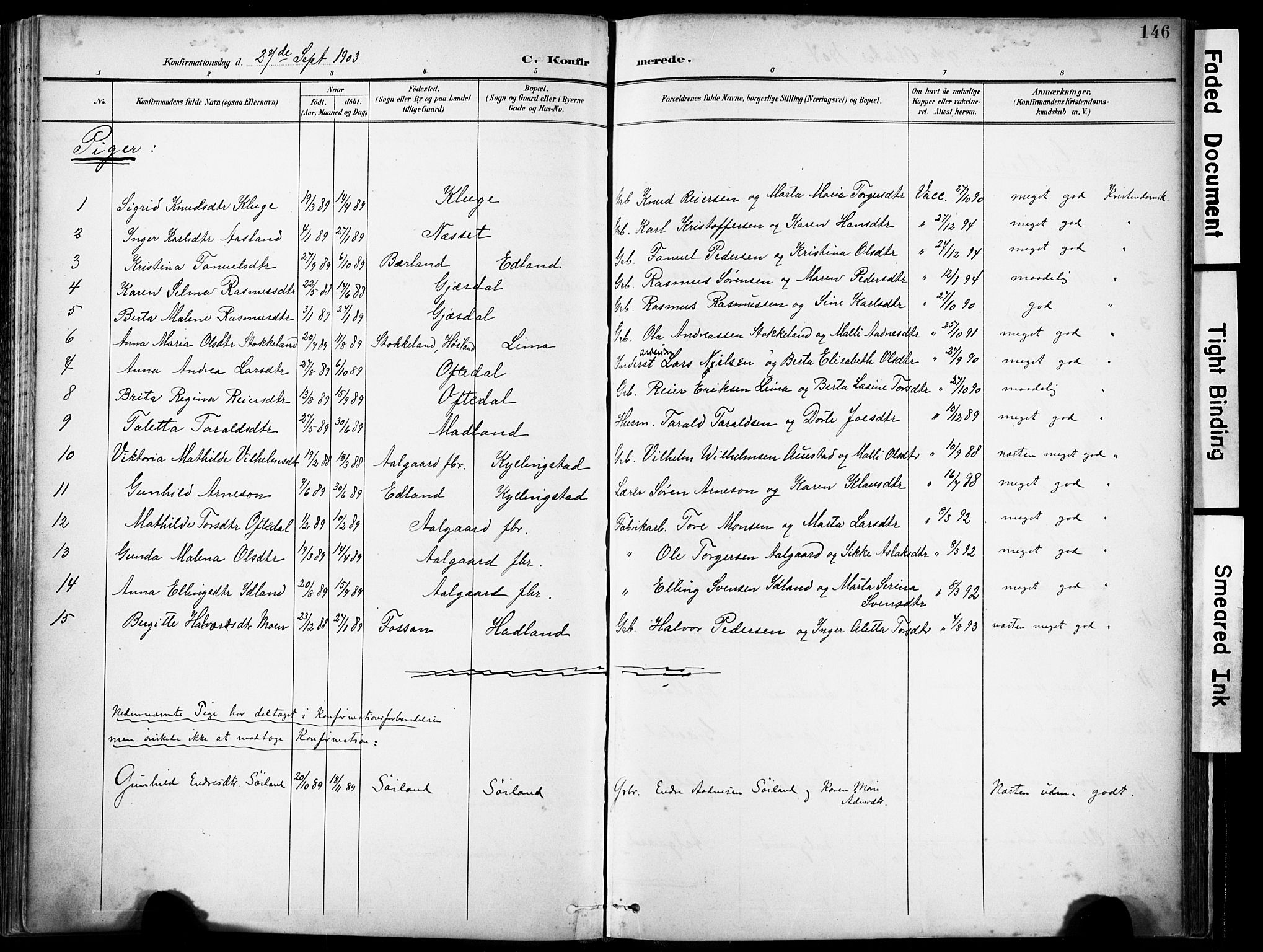 Lye sokneprestkontor, AV/SAST-A-101794/001/30BA/L0012: Parish register (official) no. A 11, 1896-1909, p. 146