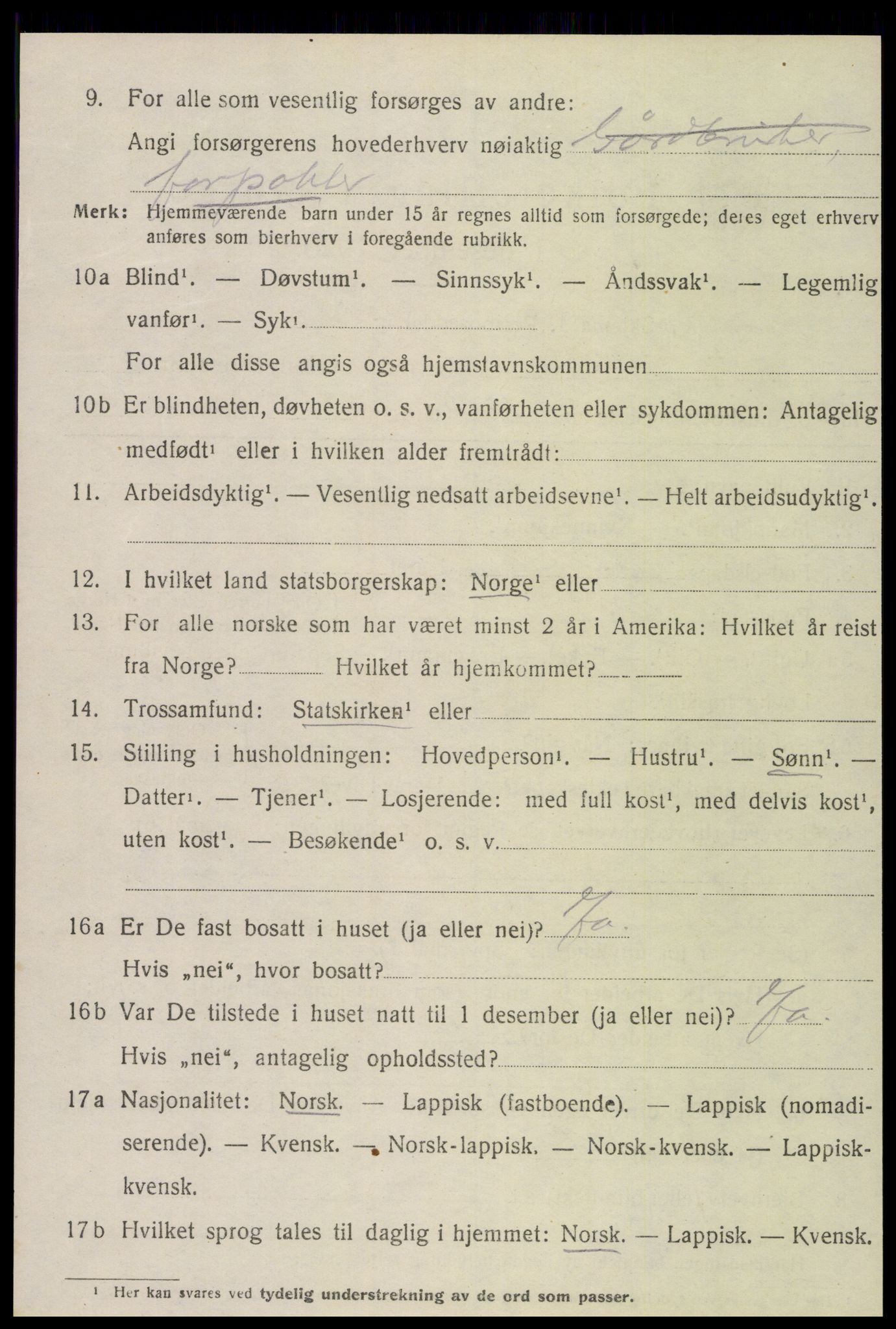 SAT, 1920 census for Vikna, 1920, p. 5012