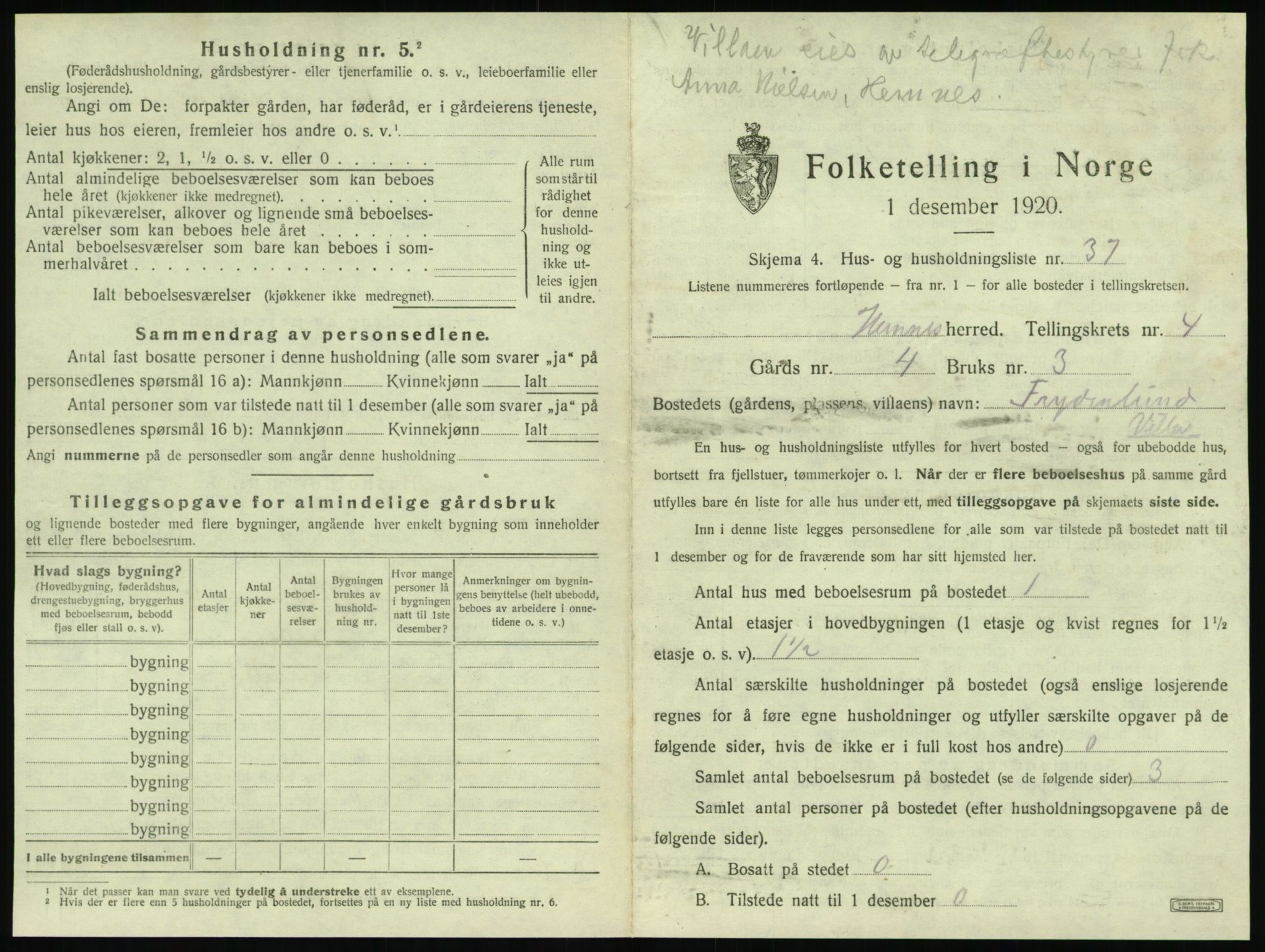 SAT, 1920 census for Hemnes, 1920, p. 872