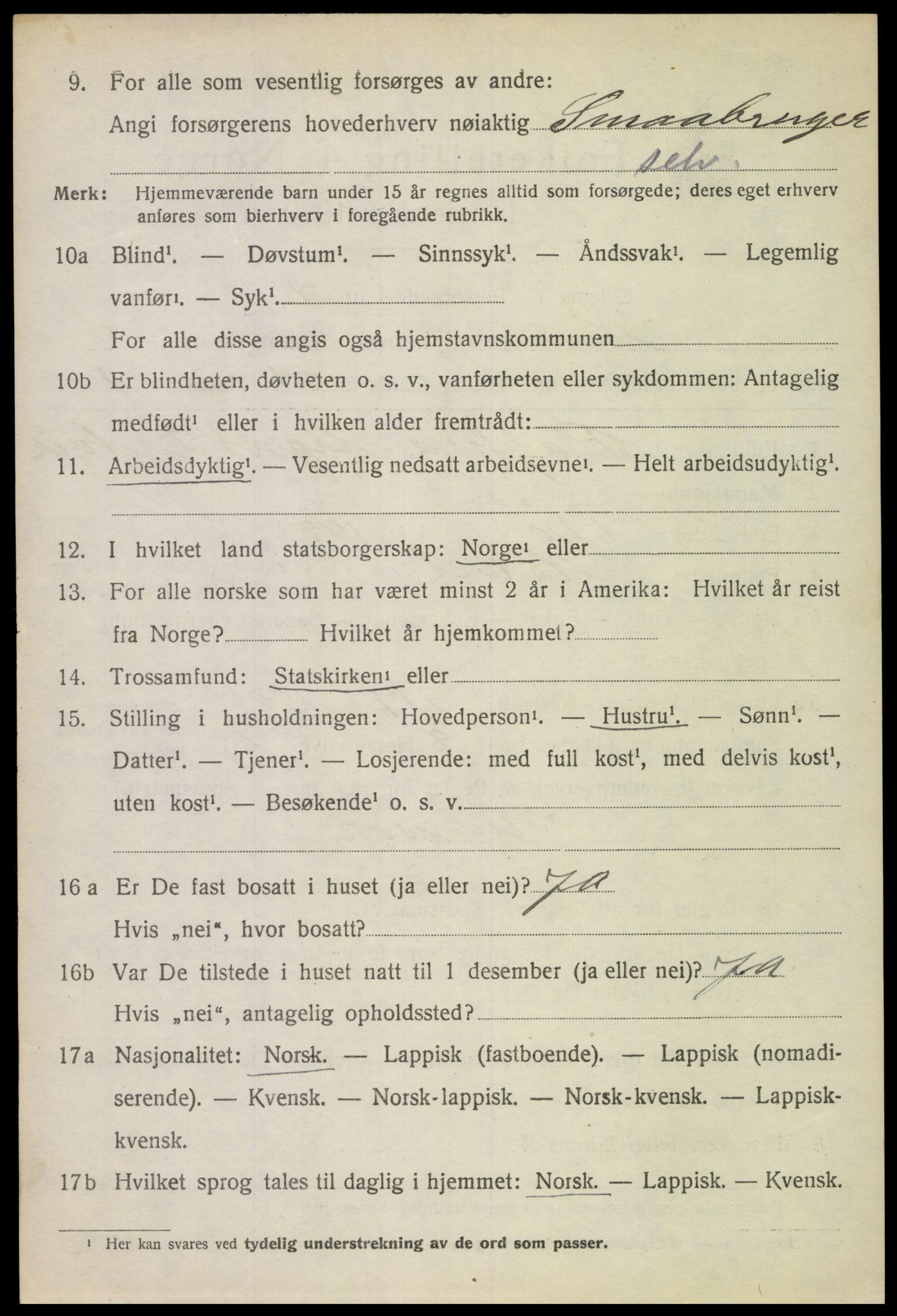 SAT, 1920 census for Hadsel, 1920, p. 7397