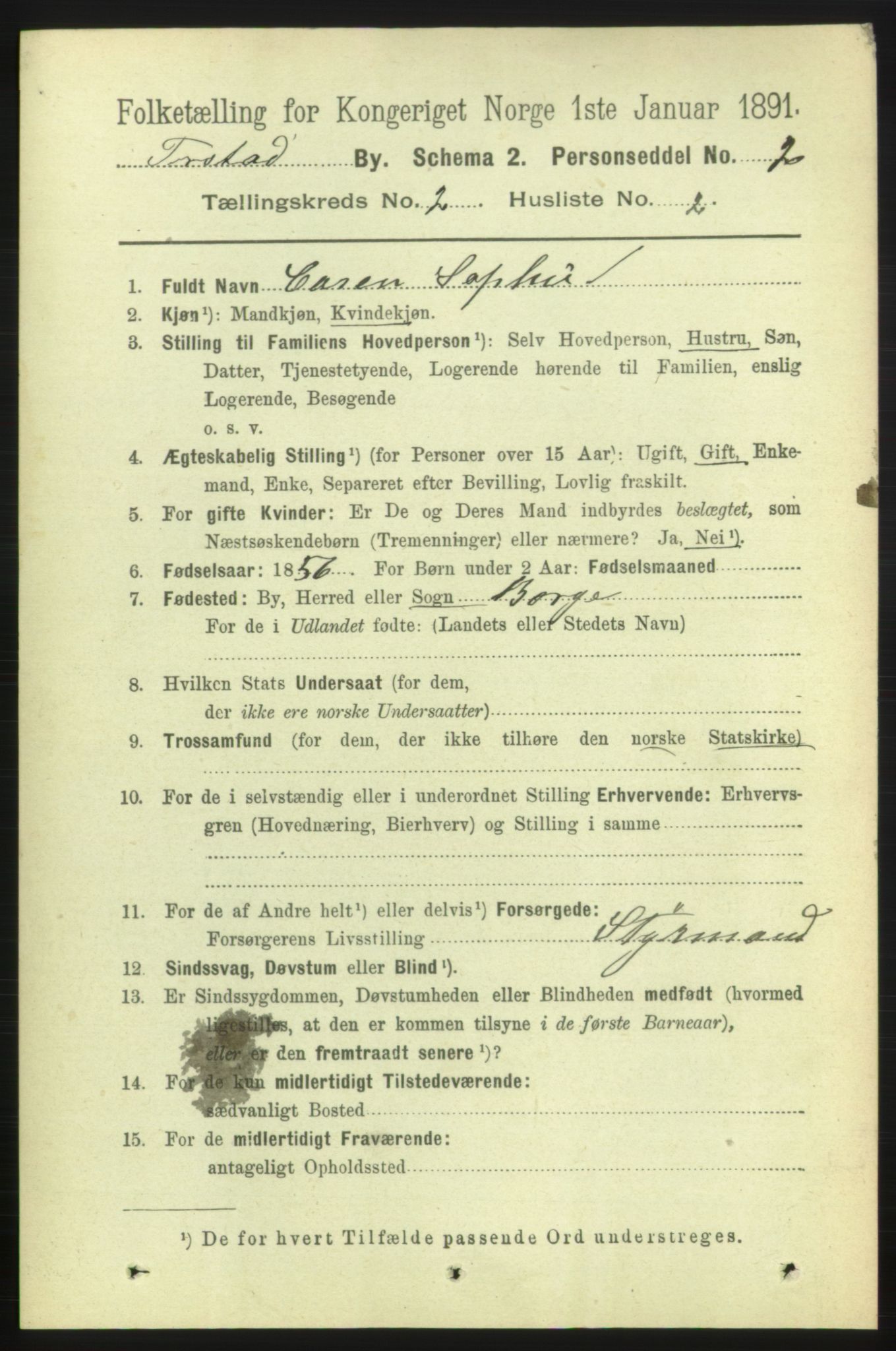 RA, 1891 census for 0103 Fredrikstad, 1891, p. 4439