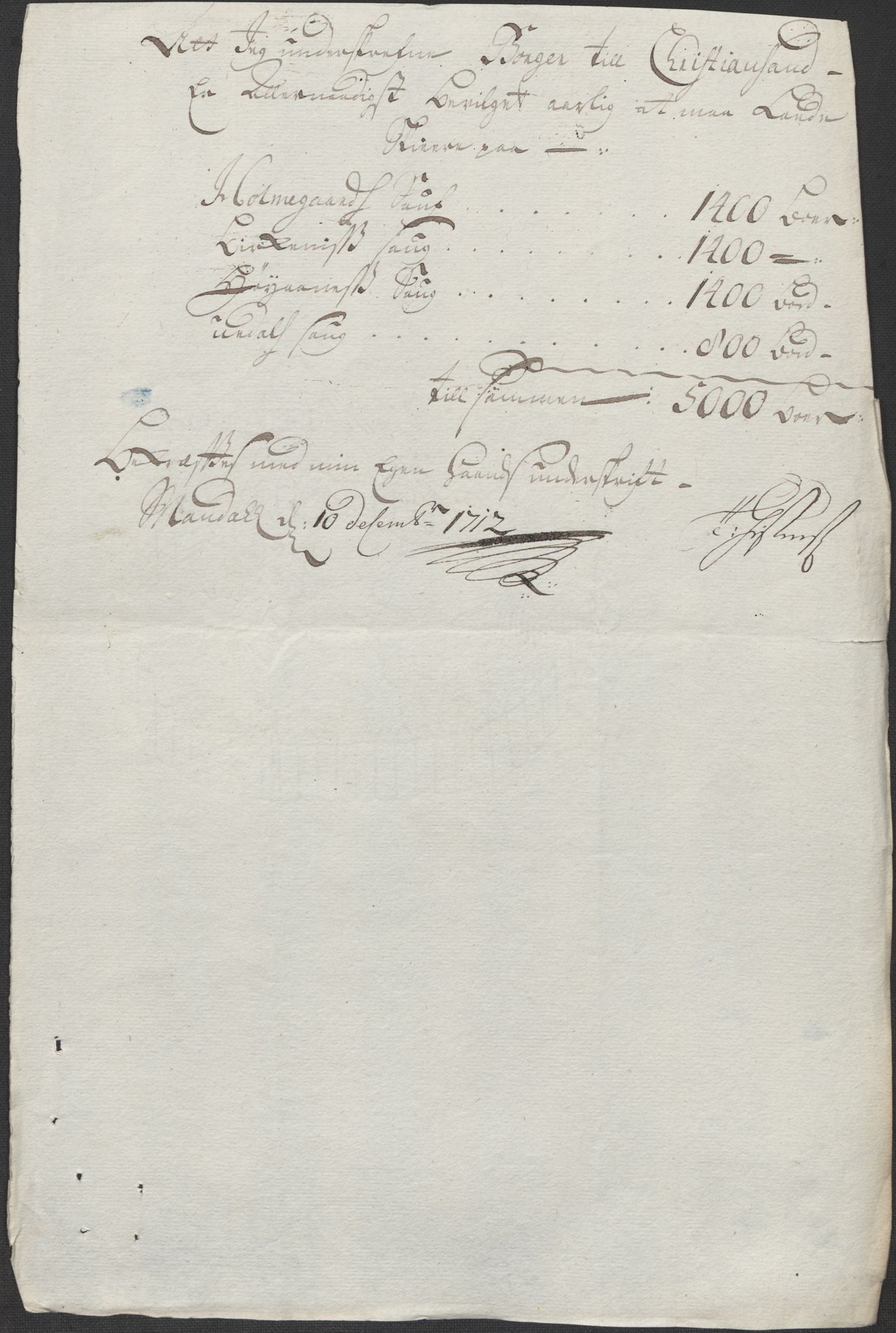 Rentekammeret inntil 1814, Reviderte regnskaper, Fogderegnskap, RA/EA-4092/R43/L2555: Fogderegnskap Lista og Mandal, 1712, p. 57