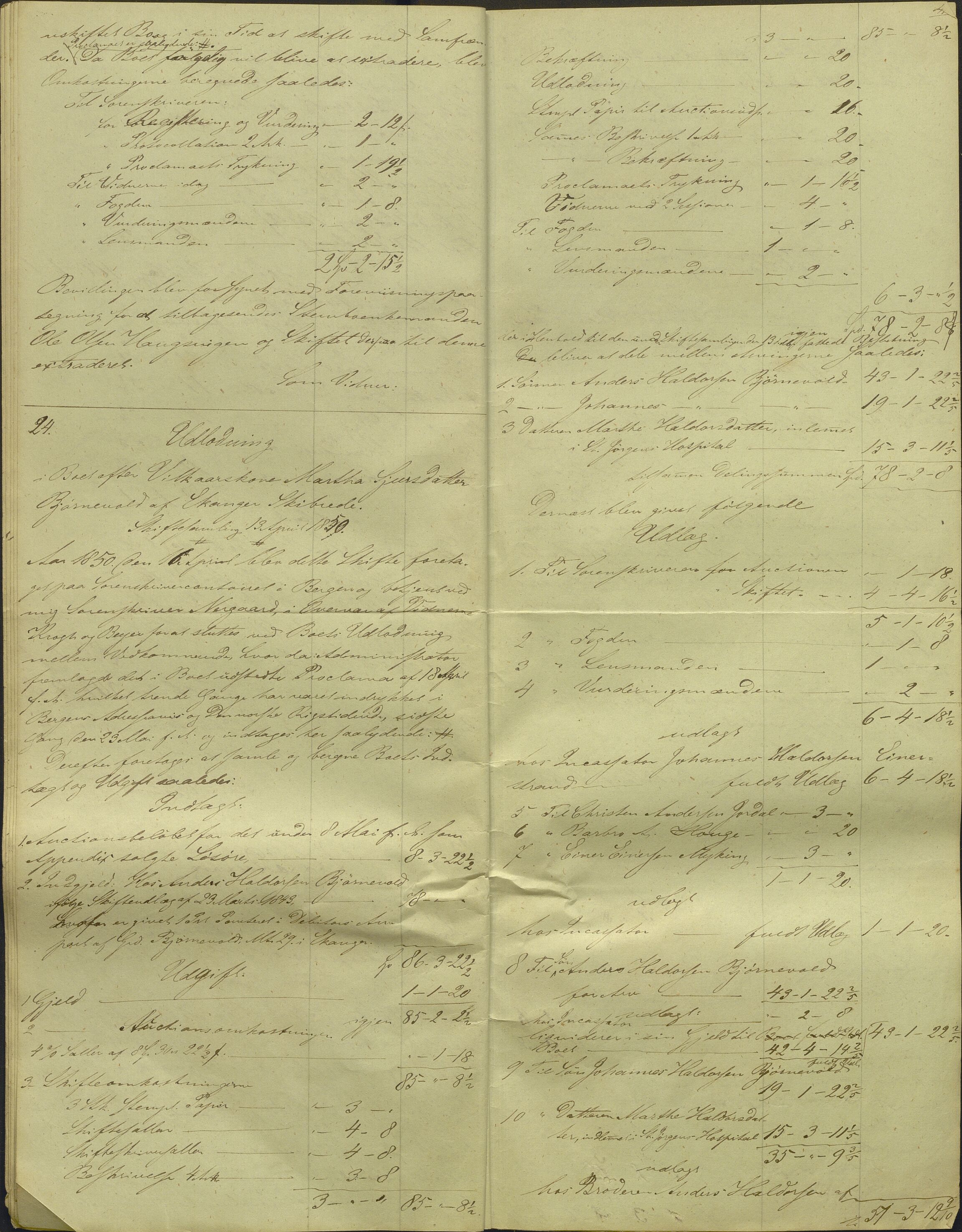 Nordhordland sorenskrivar, AV/SAB-A-2901/1/H/Hd/Hdb/L0001: Konsept til utlodningar, 1850-1852, p. 50