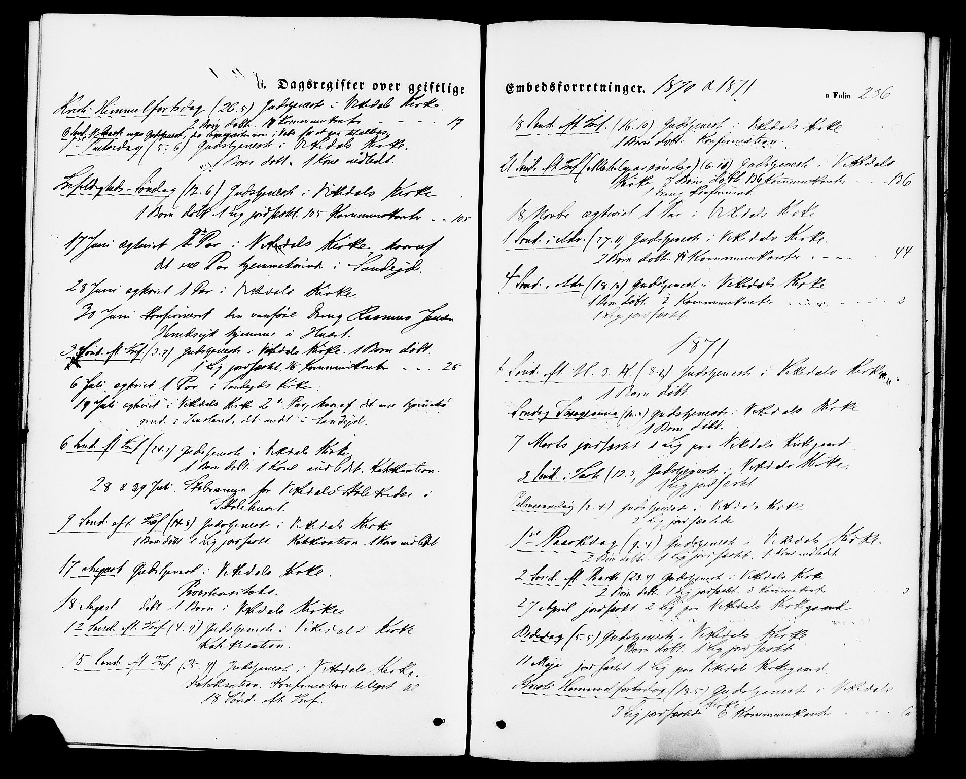 Vikedal sokneprestkontor, SAST/A-101840/01/IV: Parish register (official) no. A 7, 1868-1883, p. 236