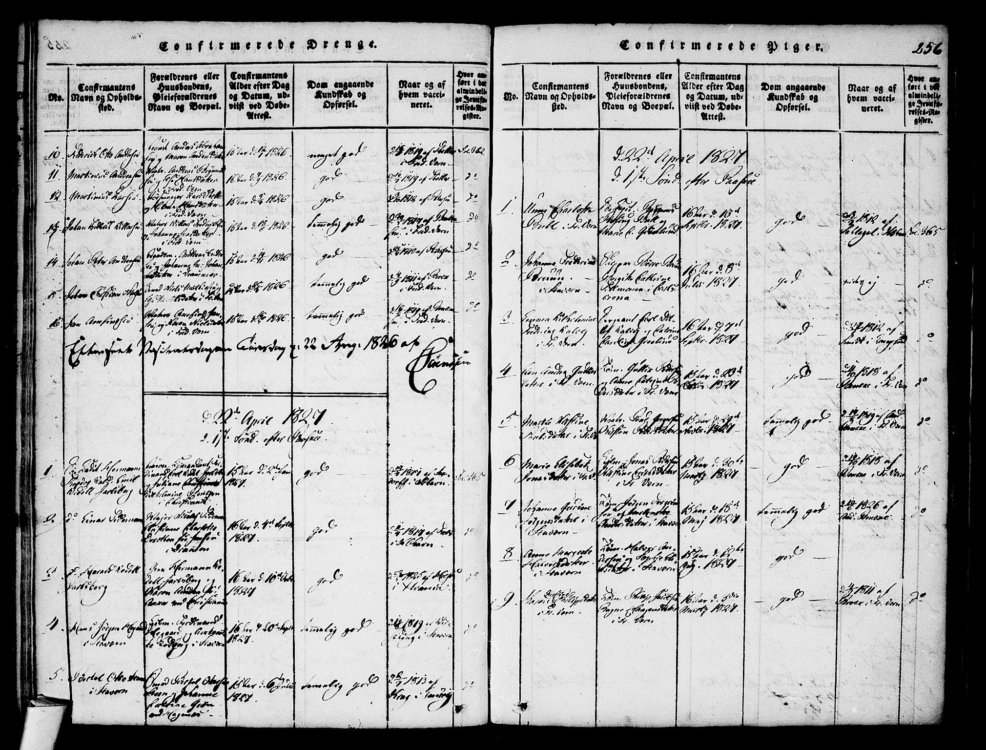 Stavern kirkebøker, AV/SAKO-A-318/F/Fa/L0006: Parish register (official) no. 6, 1816-1839, p. 256