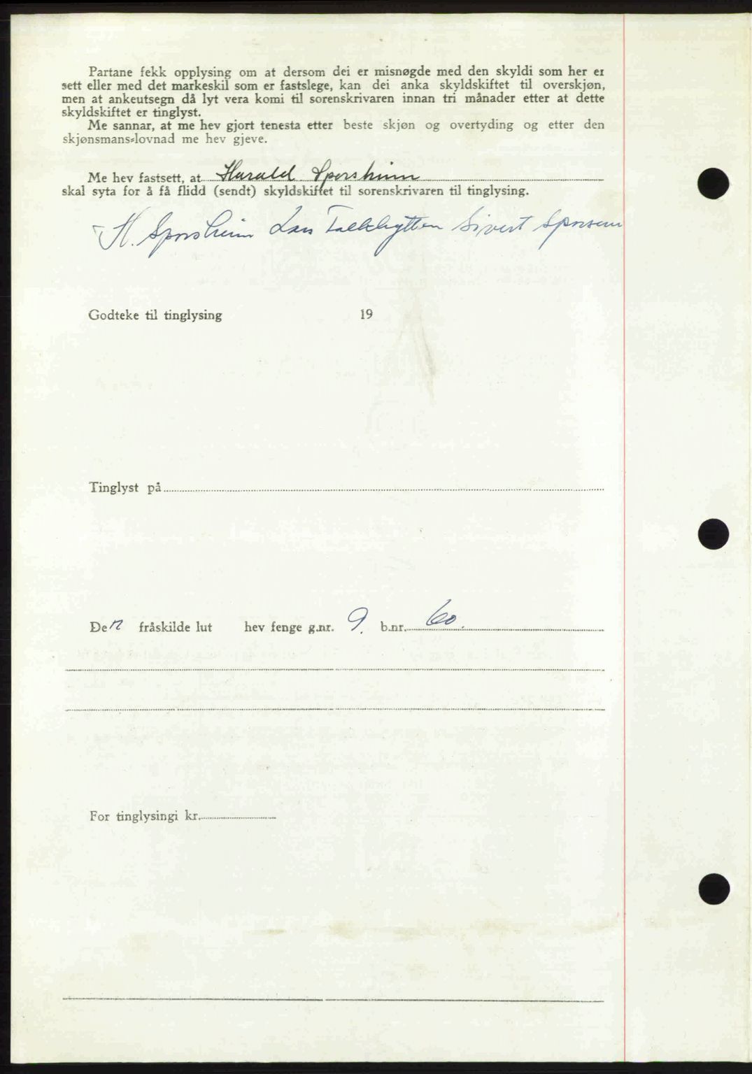 Romsdal sorenskriveri, AV/SAT-A-4149/1/2/2C: Mortgage book no. A30, 1949-1949, Diary no: : 2285/1949