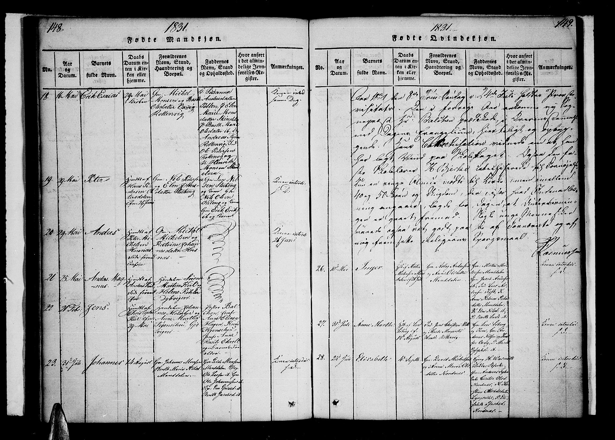 Lyngen sokneprestembete, SATØ/S-1289/H/He/Hea/L0003kirke: Parish register (official) no. 3, 1822-1838, p. 148-149