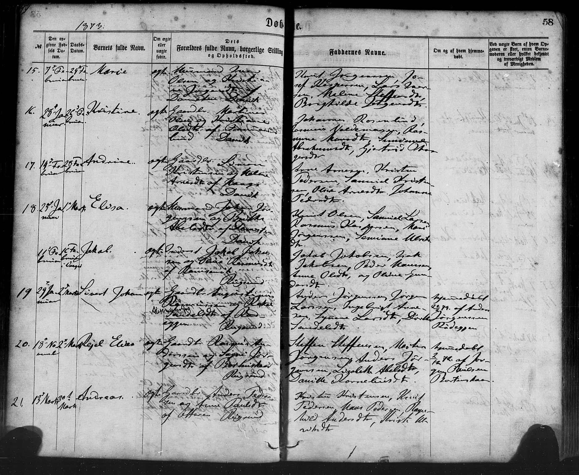 Davik sokneprestembete, AV/SAB-A-79701/H/Haa/Haaa/L0006: Parish register (official) no. A 6, 1867-1881, p. 58