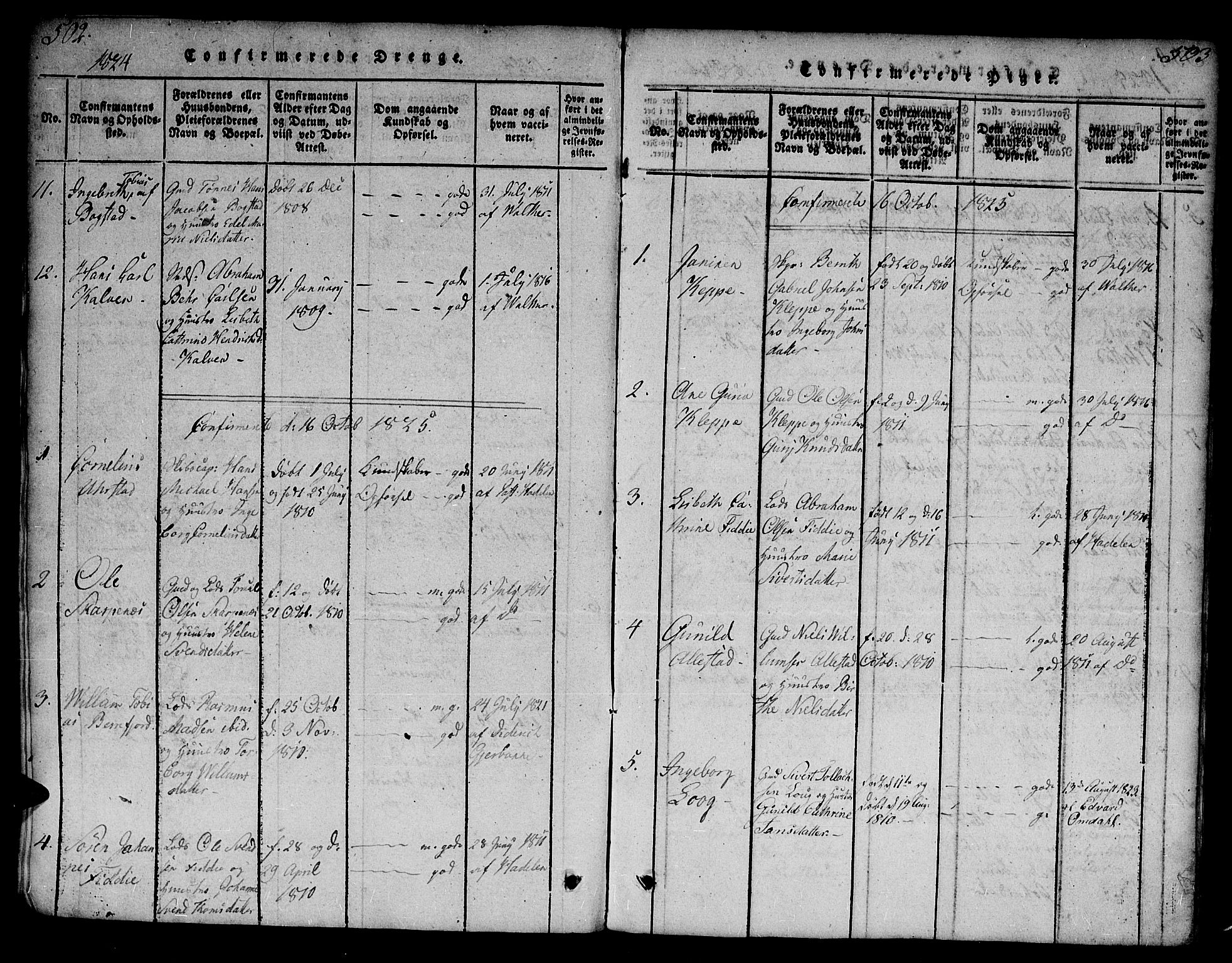 Flekkefjord sokneprestkontor, AV/SAK-1111-0012/F/Fa/Fab/L0003: Parish register (official) no. A 3, 1815-1830, p. 502-503