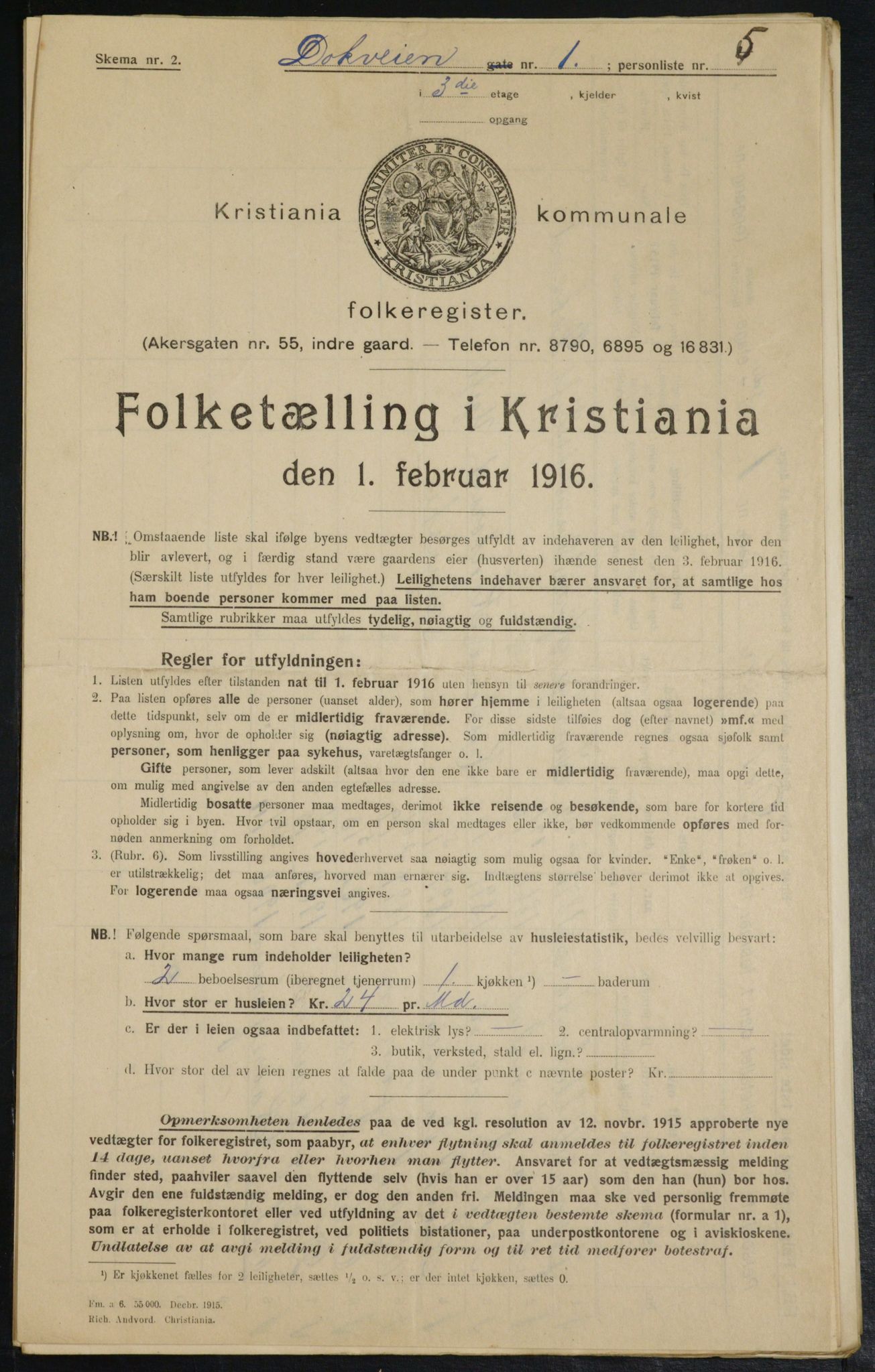 OBA, Municipal Census 1916 for Kristiania, 1916, p. 15887