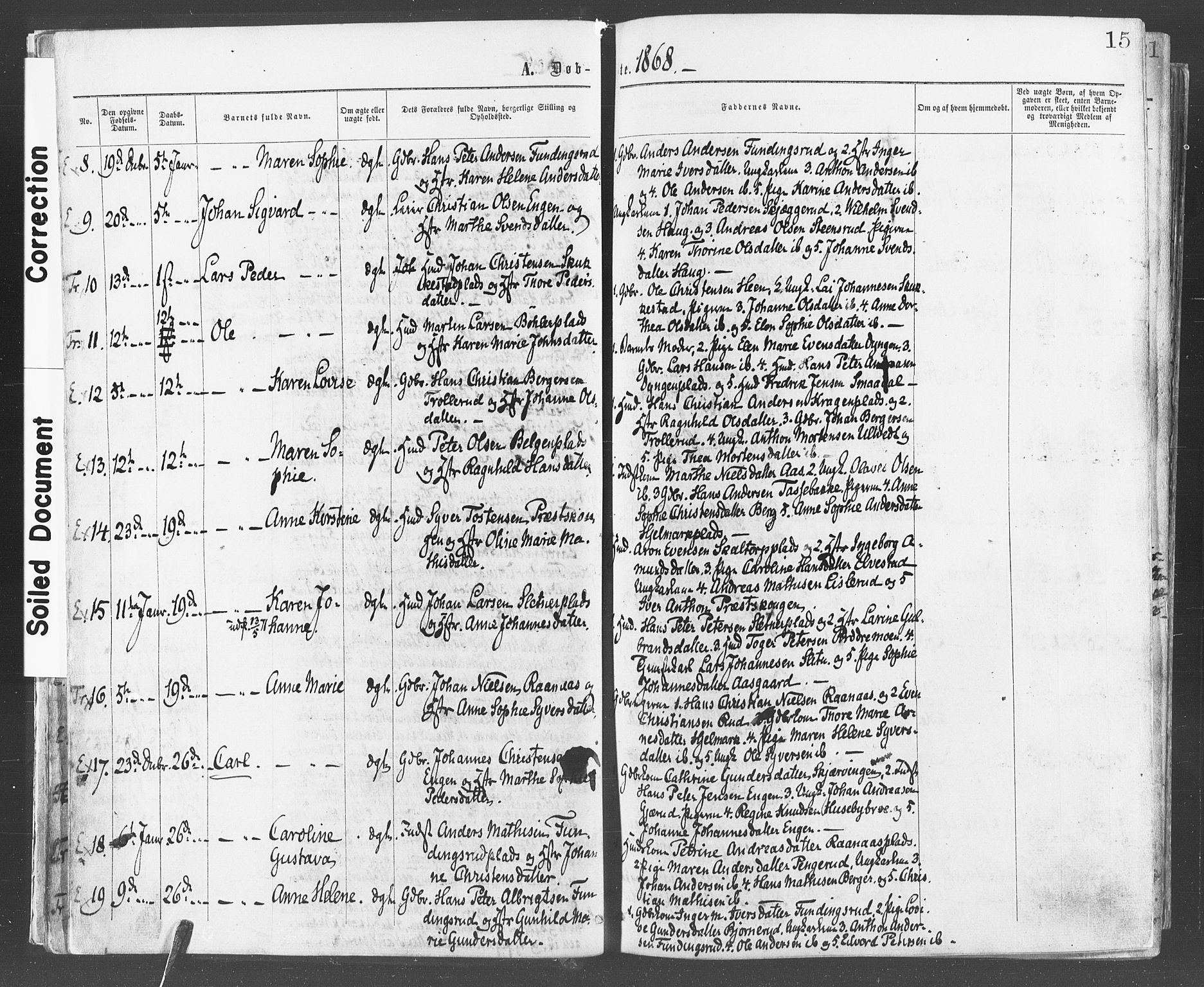 Eidsberg prestekontor Kirkebøker, AV/SAO-A-10905/F/Fa/L0011: Parish register (official) no. I 11, 1867-1878, p. 15