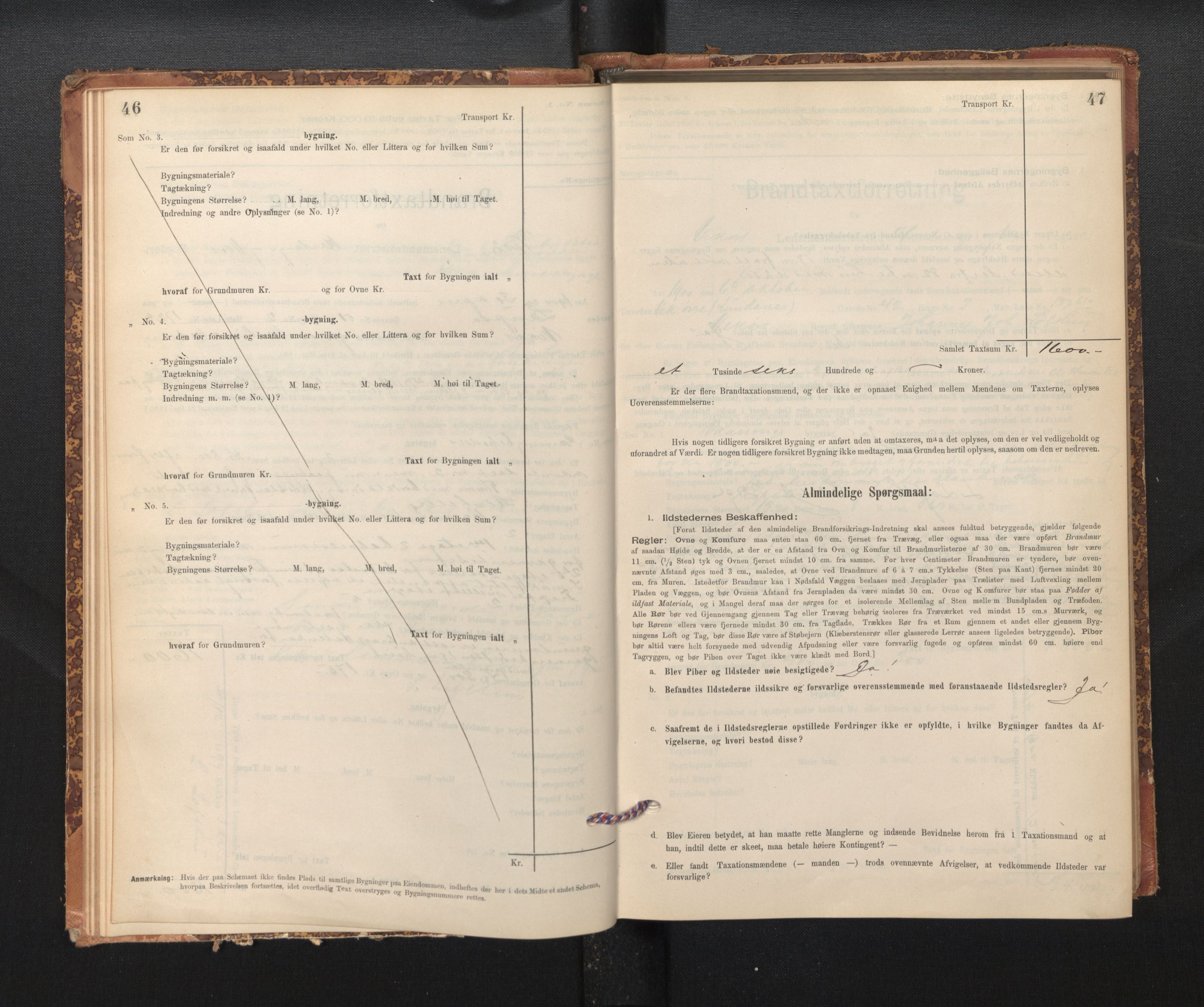 Lensmannen i Kvam, AV/SAB-A-33201/0012/L0005: Branntakstprotokoll, skjematakst, 1894-1913, p. 46-47