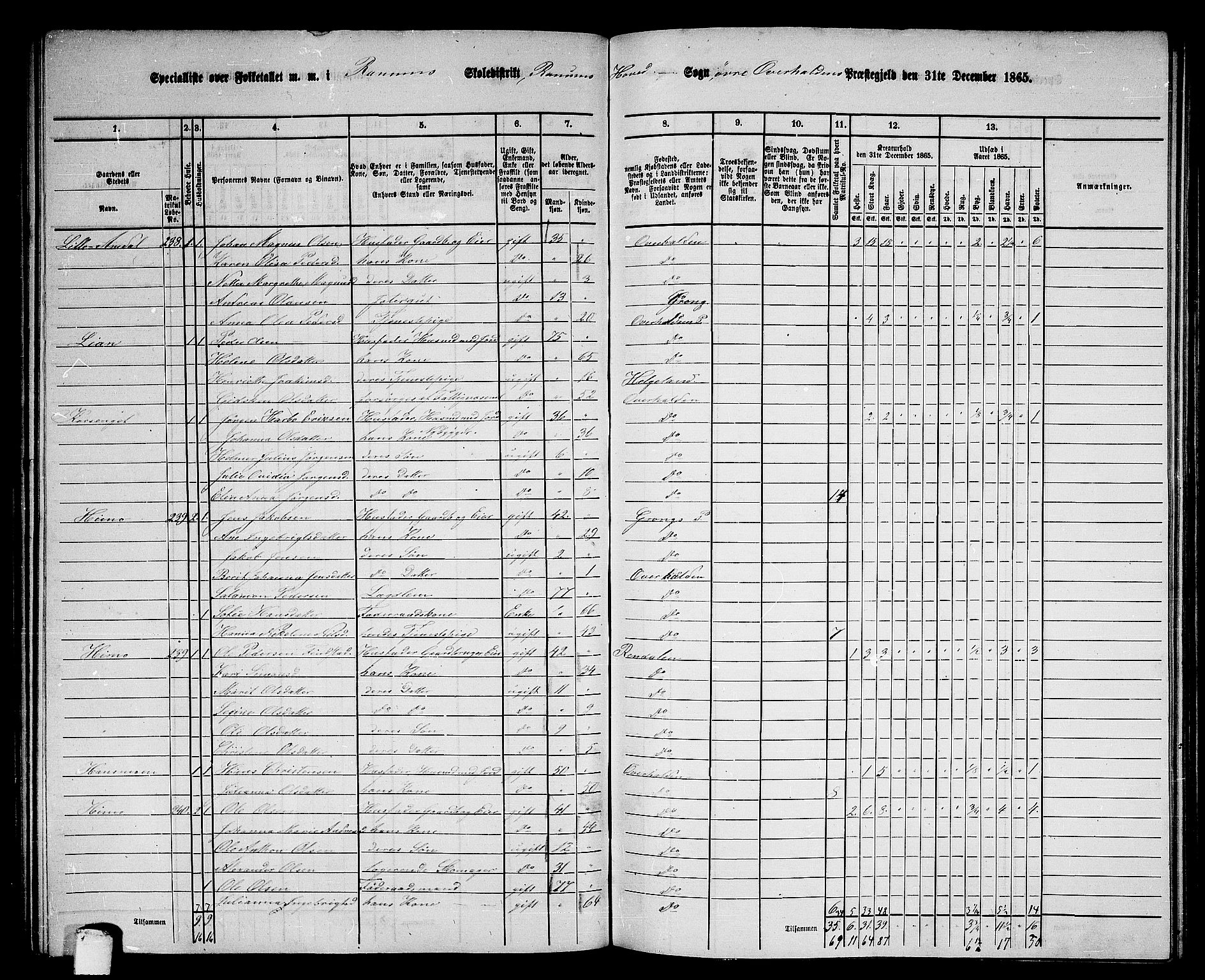 RA, 1865 census for Overhalla, 1865, p. 22