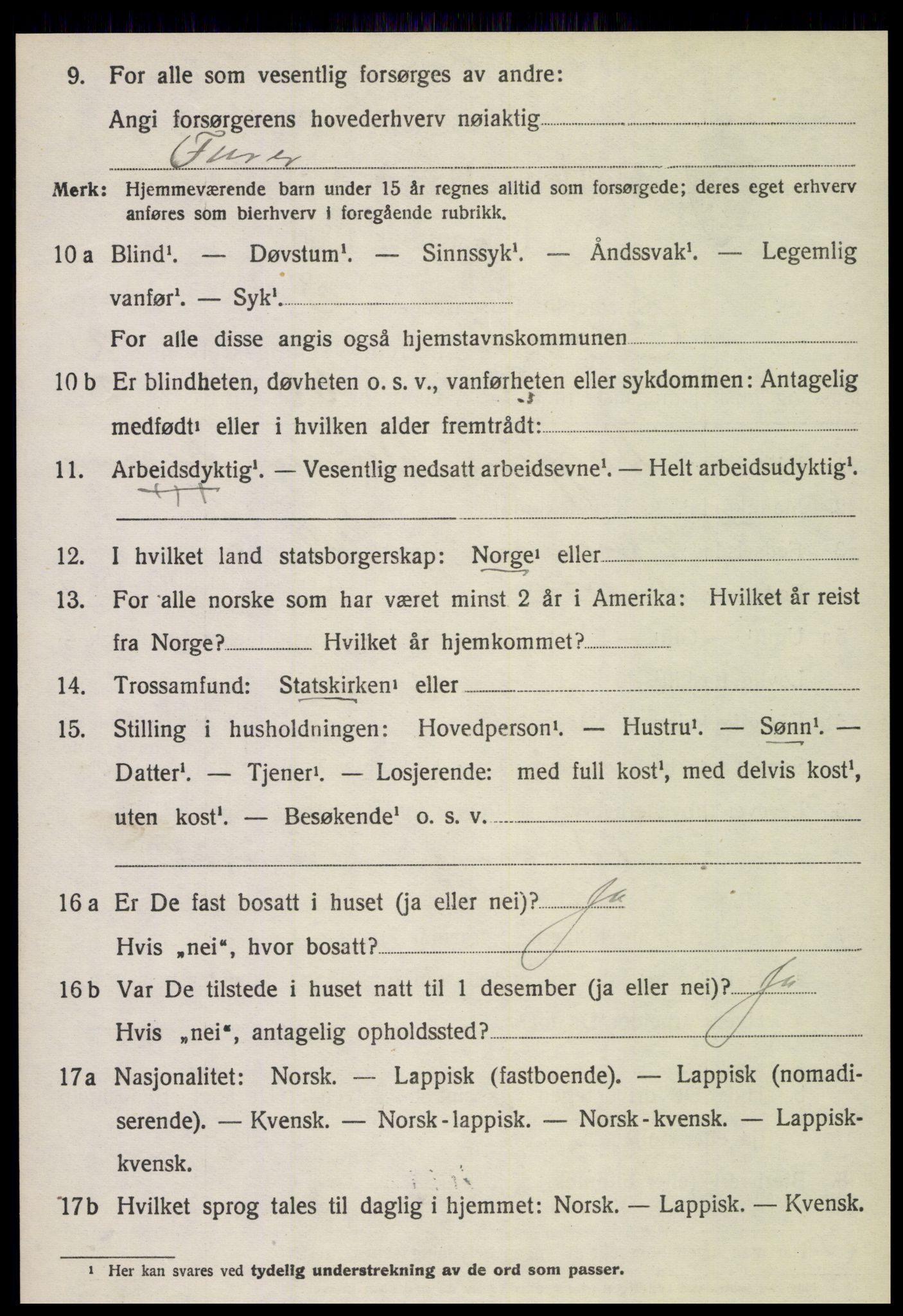 SAT, 1920 census for Frosta, 1920, p. 2611