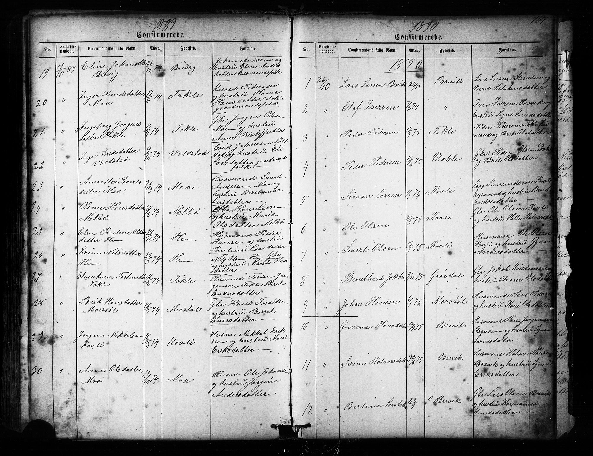 Ministerialprotokoller, klokkerbøker og fødselsregistre - Møre og Romsdal, SAT/A-1454/545/L0588: Parish register (copy) no. 545C02, 1867-1902, p. 167