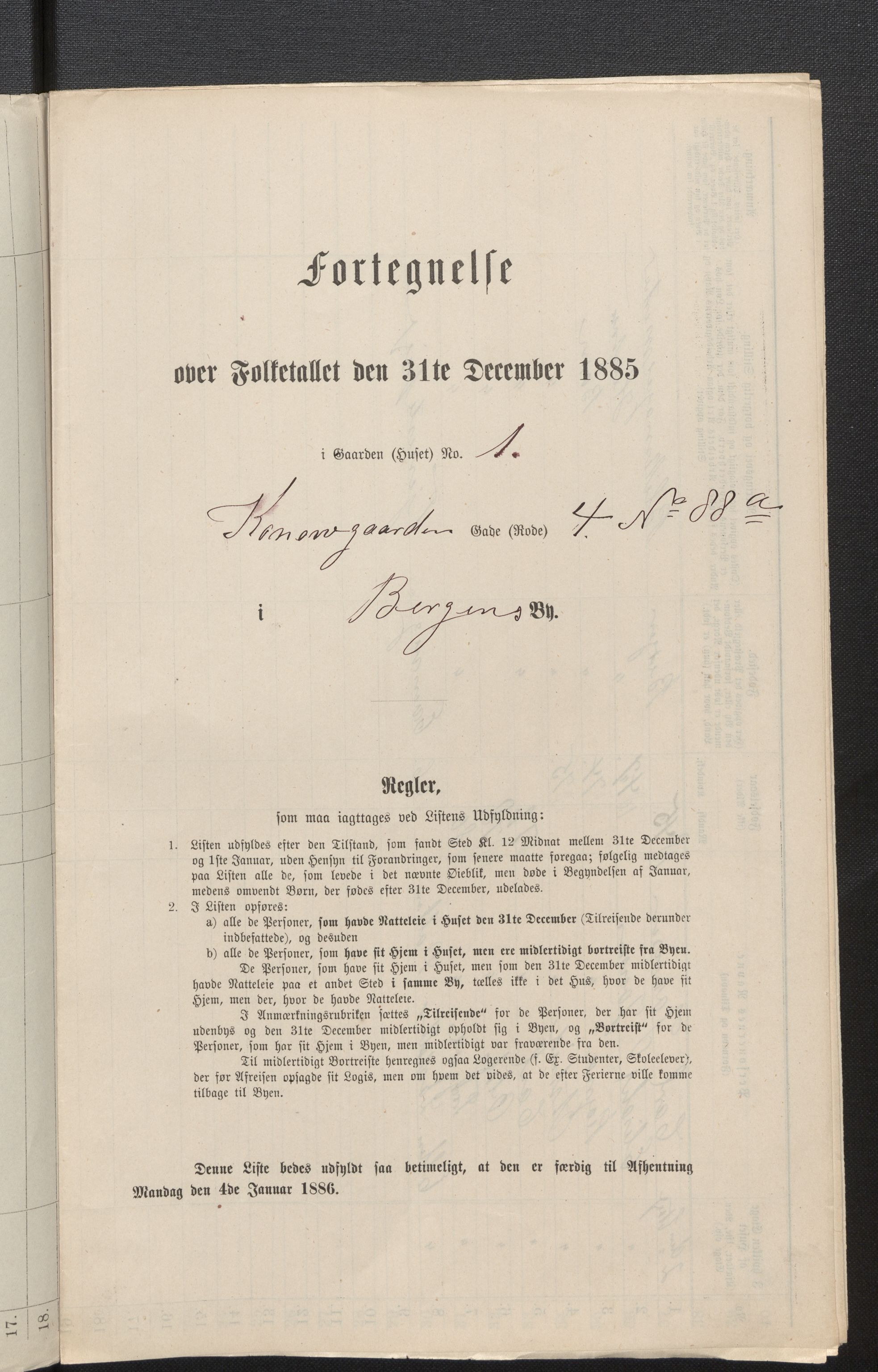 SAB, 1885 census for 1301 Bergen, 1885, p. 2998