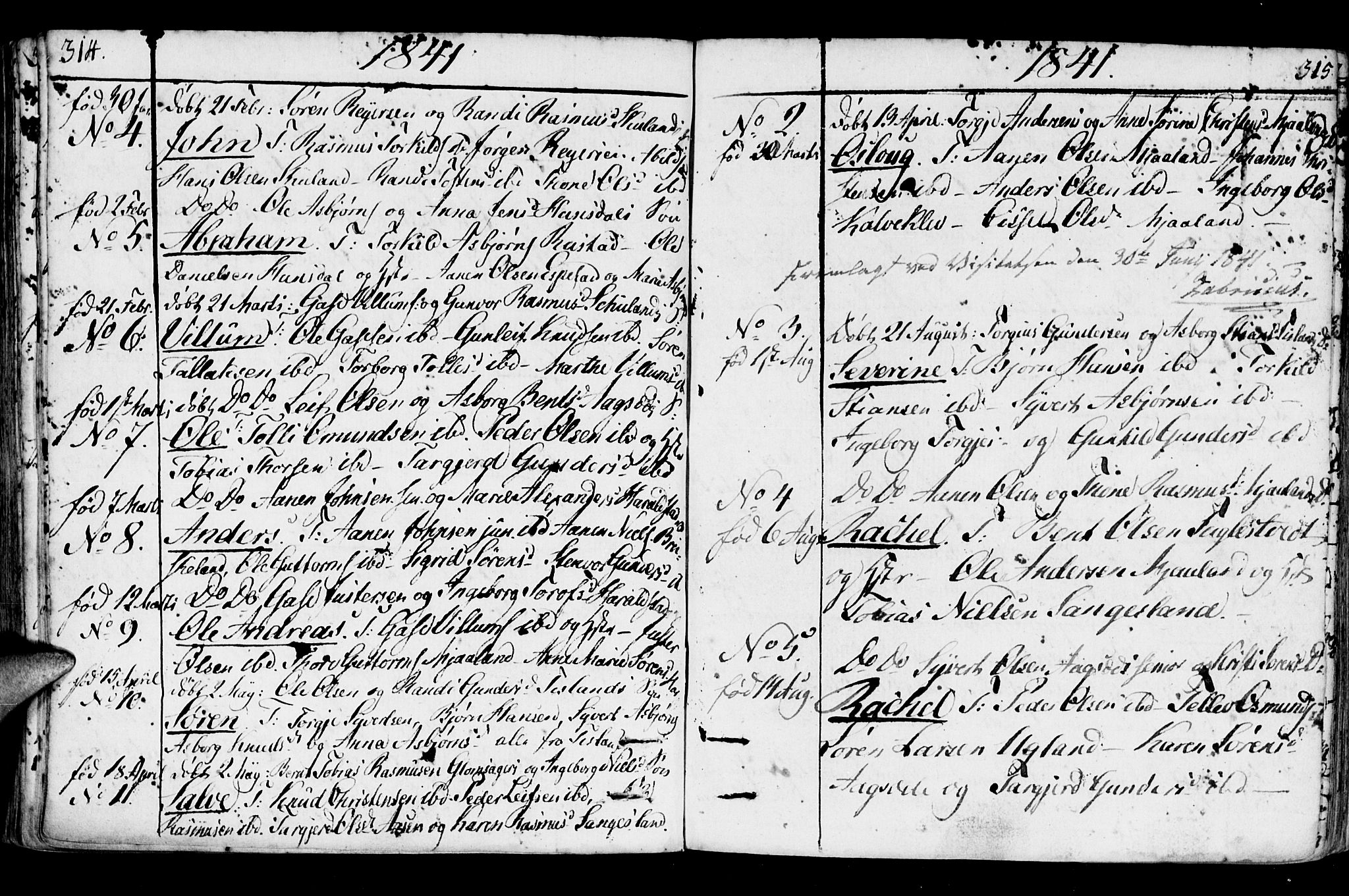 Holum sokneprestkontor, AV/SAK-1111-0022/F/Fa/Fab/L0004: Parish register (official) no. A 4, 1774-1847, p. 314-315