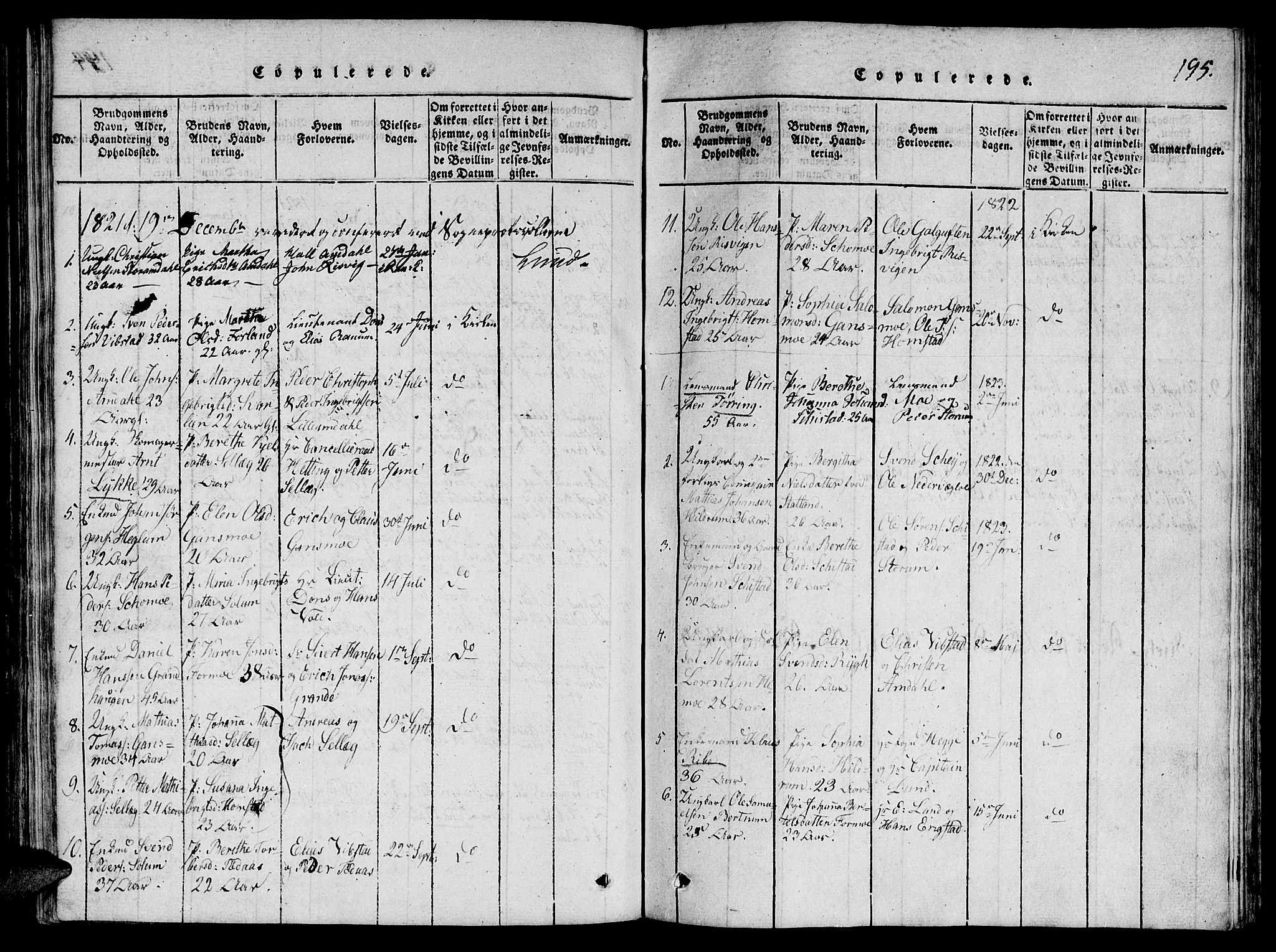 Ministerialprotokoller, klokkerbøker og fødselsregistre - Nord-Trøndelag, SAT/A-1458/764/L0546: Parish register (official) no. 764A06 /1, 1816-1823, p. 195