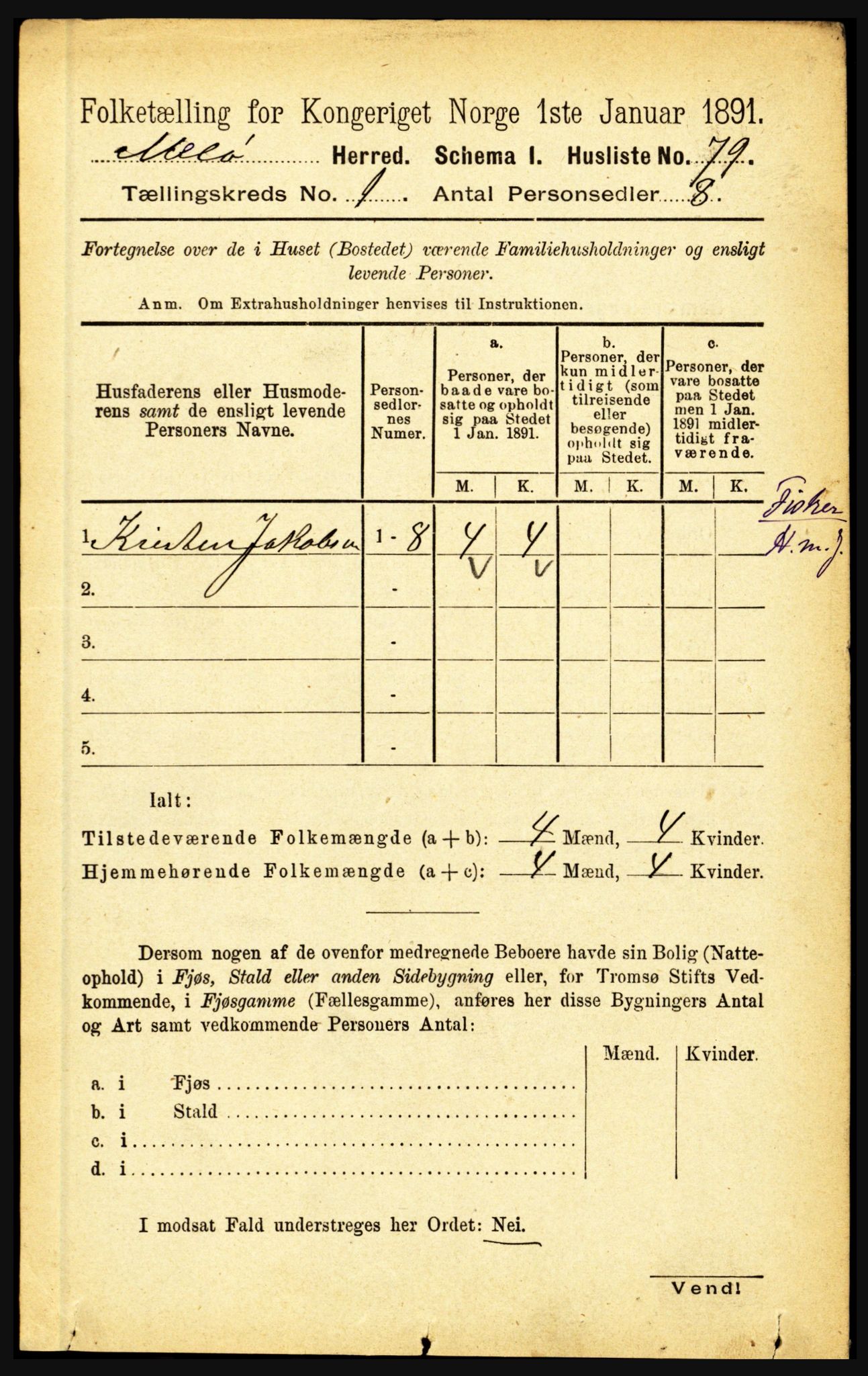 RA, 1891 census for 1837 Meløy, 1891, p. 103