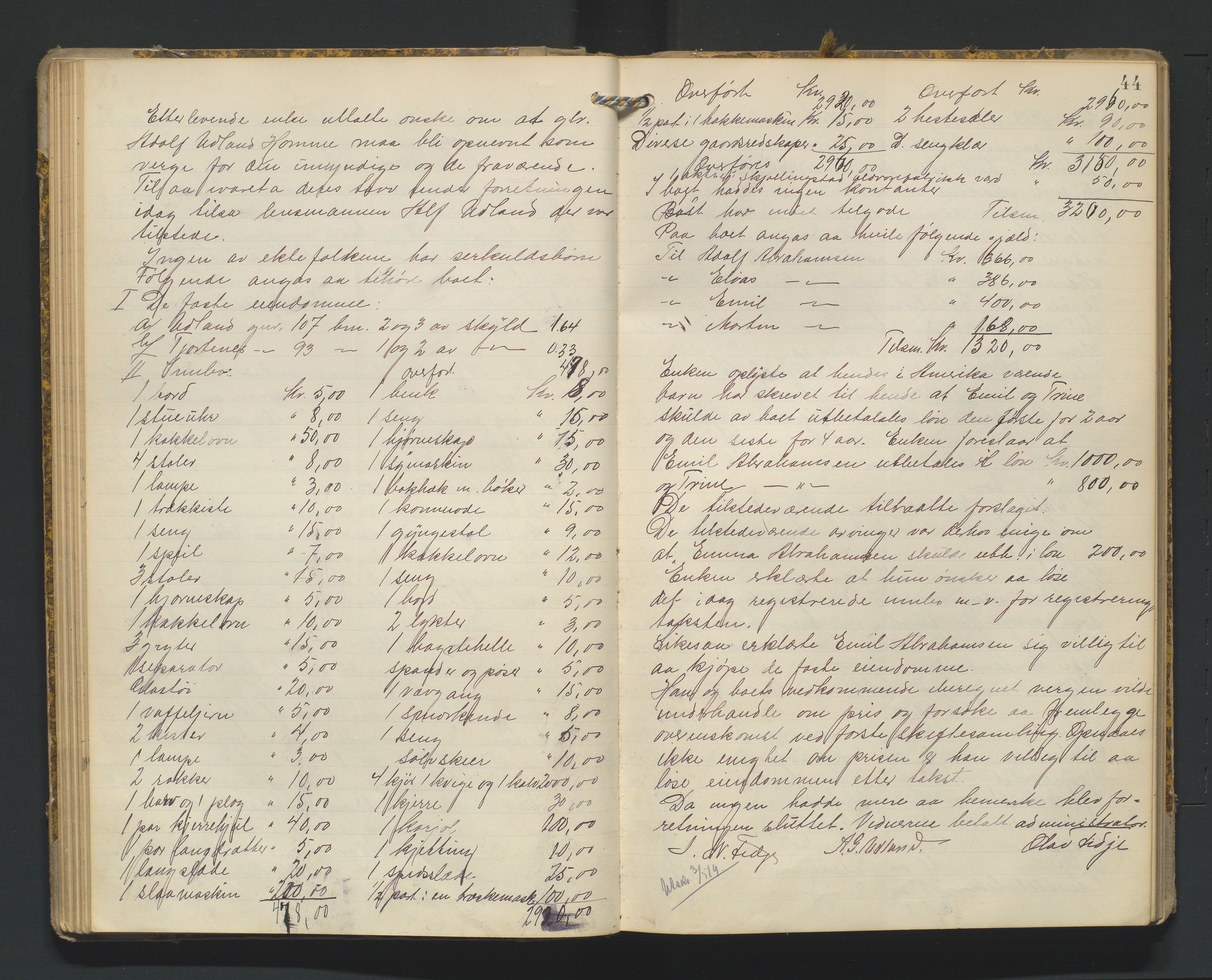 Mandal sorenskriveri, AV/SAK-1221-0005/001/H/Hc/L0065: Skifteregistreringsprotokoll nr 21 Sør-Audnedal, 1915-1931, p. 44