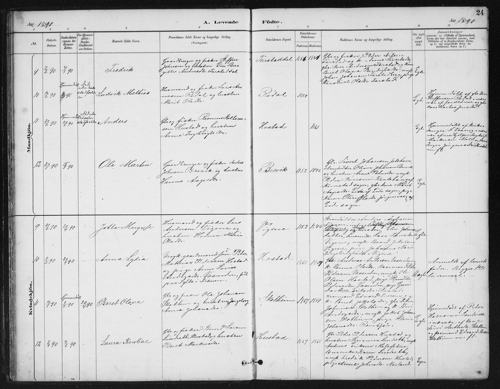 Ministerialprotokoller, klokkerbøker og fødselsregistre - Møre og Romsdal, SAT/A-1454/567/L0783: Parish register (copy) no. 567C03, 1887-1903, p. 24
