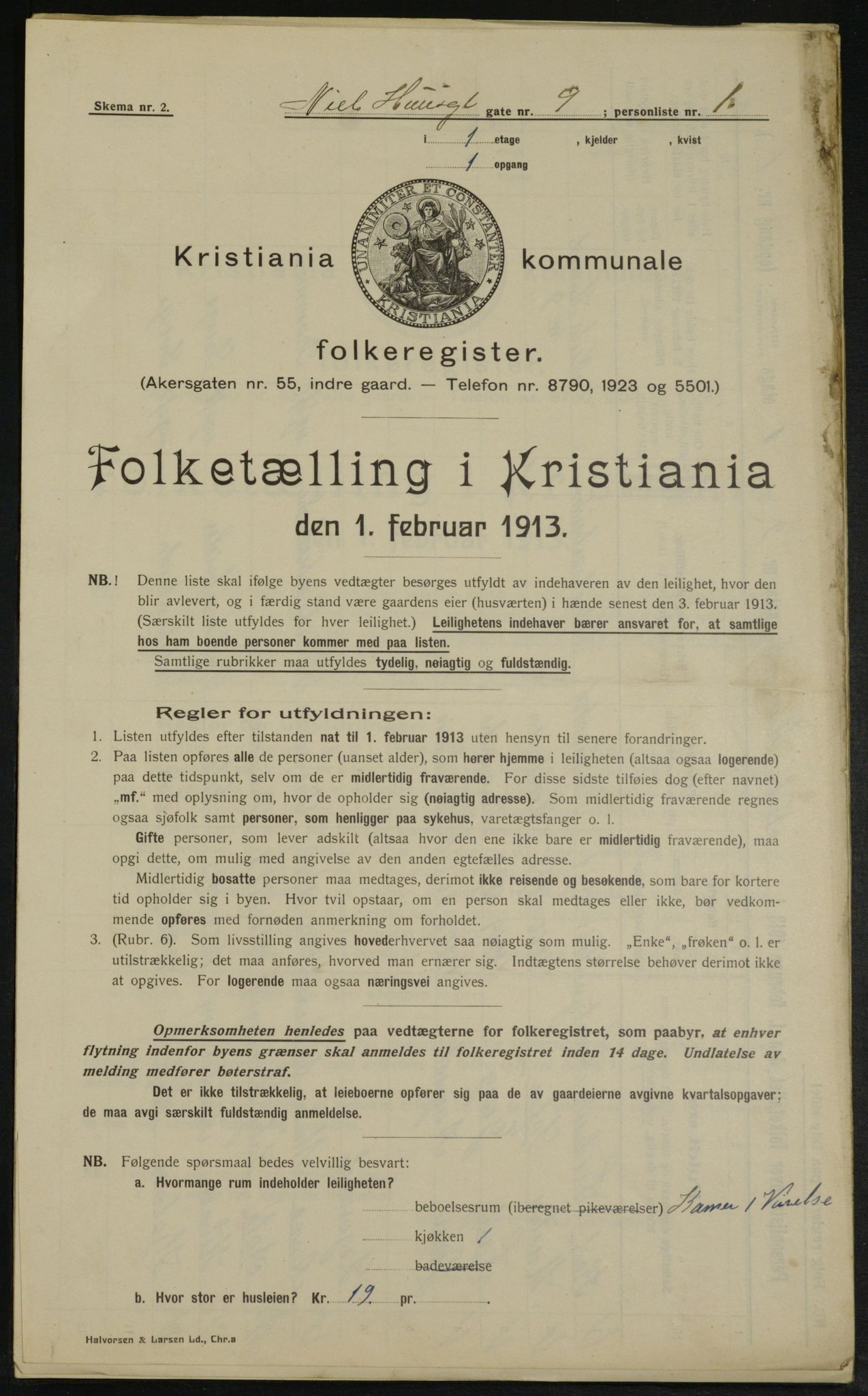 OBA, Municipal Census 1913 for Kristiania, 1913, p. 70943