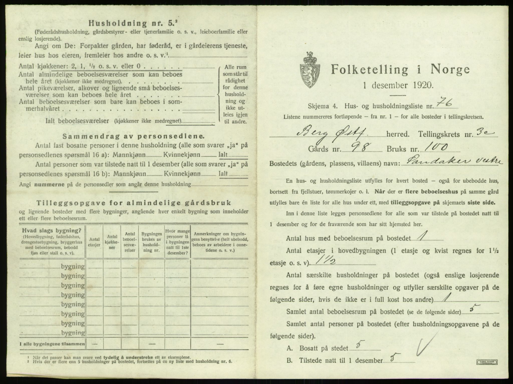 SAO, 1920 census for Berg, 1920, p. 1021