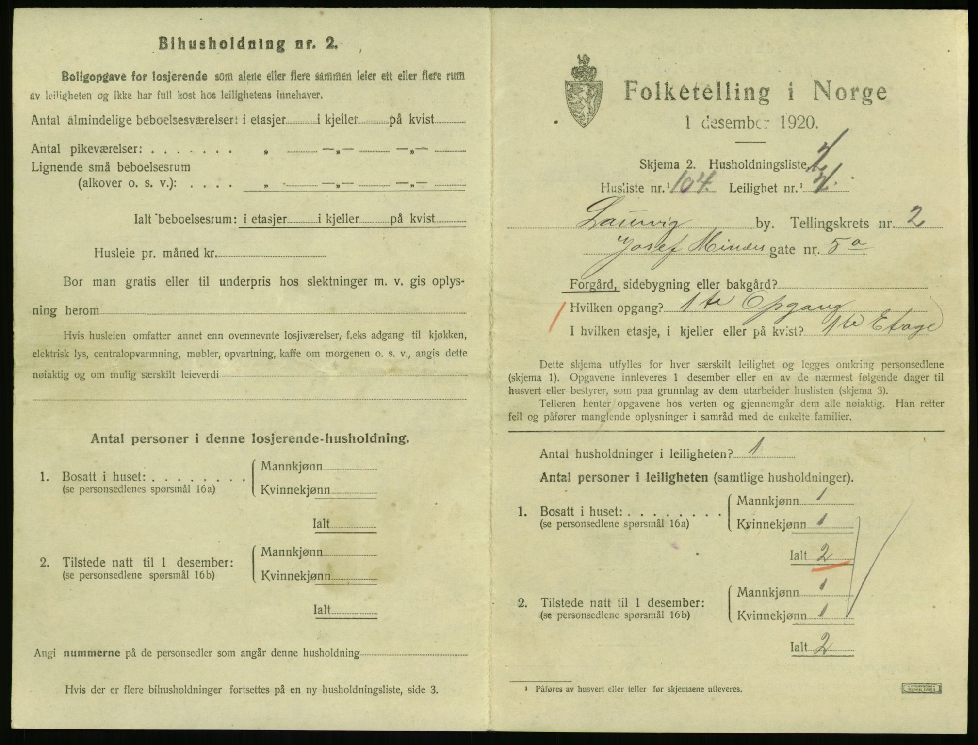 SAKO, 1920 census for Larvik, 1920, p. 3776