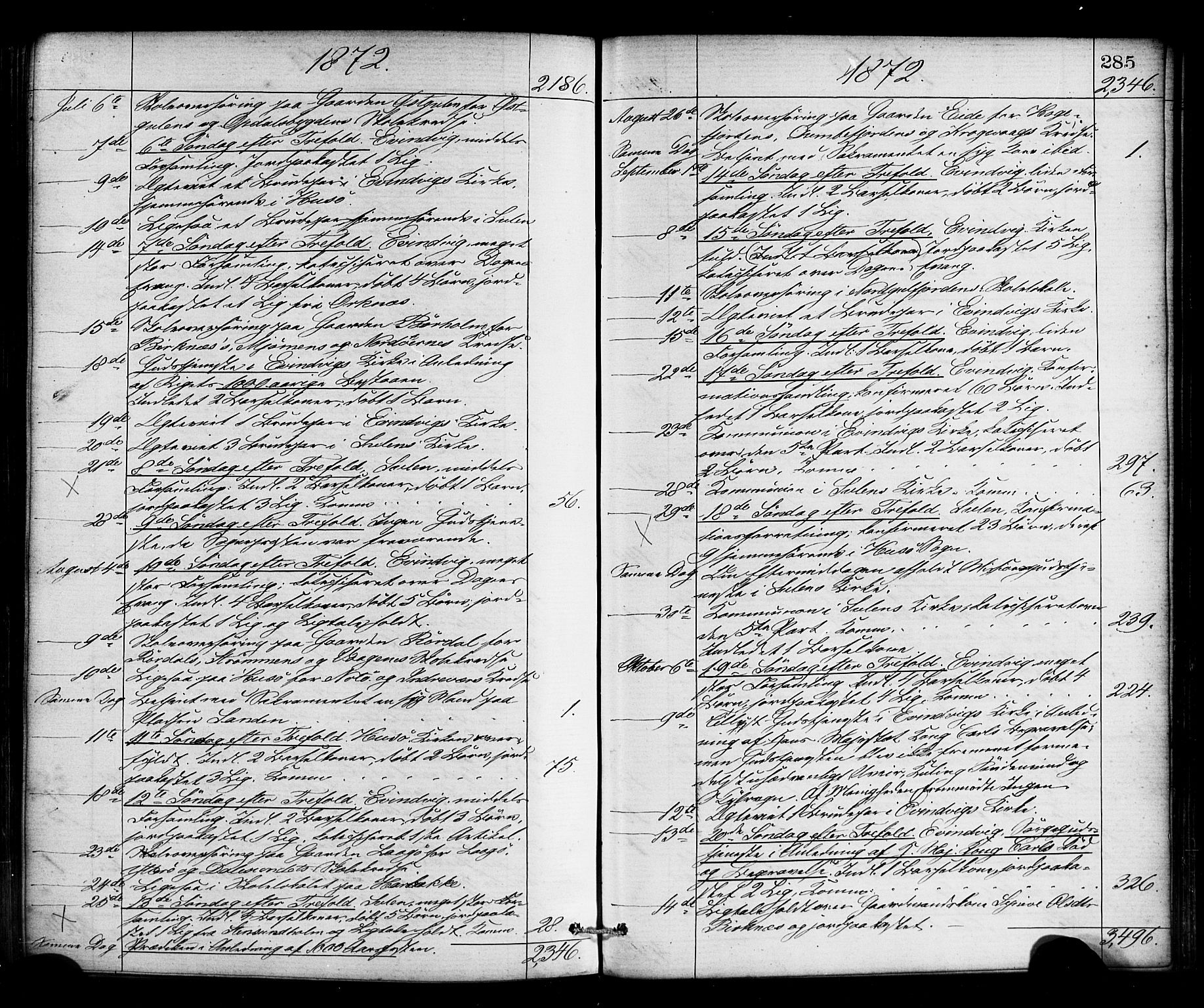 Gulen sokneprestembete, AV/SAB-A-80201/H/Haa/Haaa/L0023: Parish register (official) no. A 23, 1870-1880, p. 285