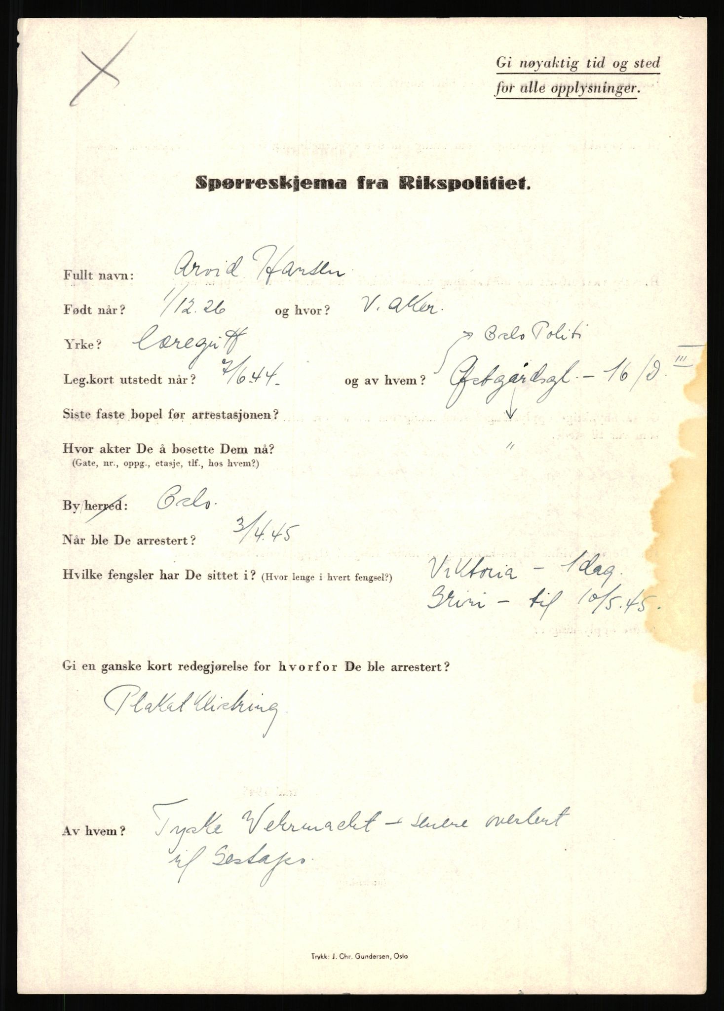 Rikspolitisjefen, AV/RA-S-1560/L/L0006: Hansen, Adolf Boye - Hemstad, Gunnar, 1940-1945, p. 53