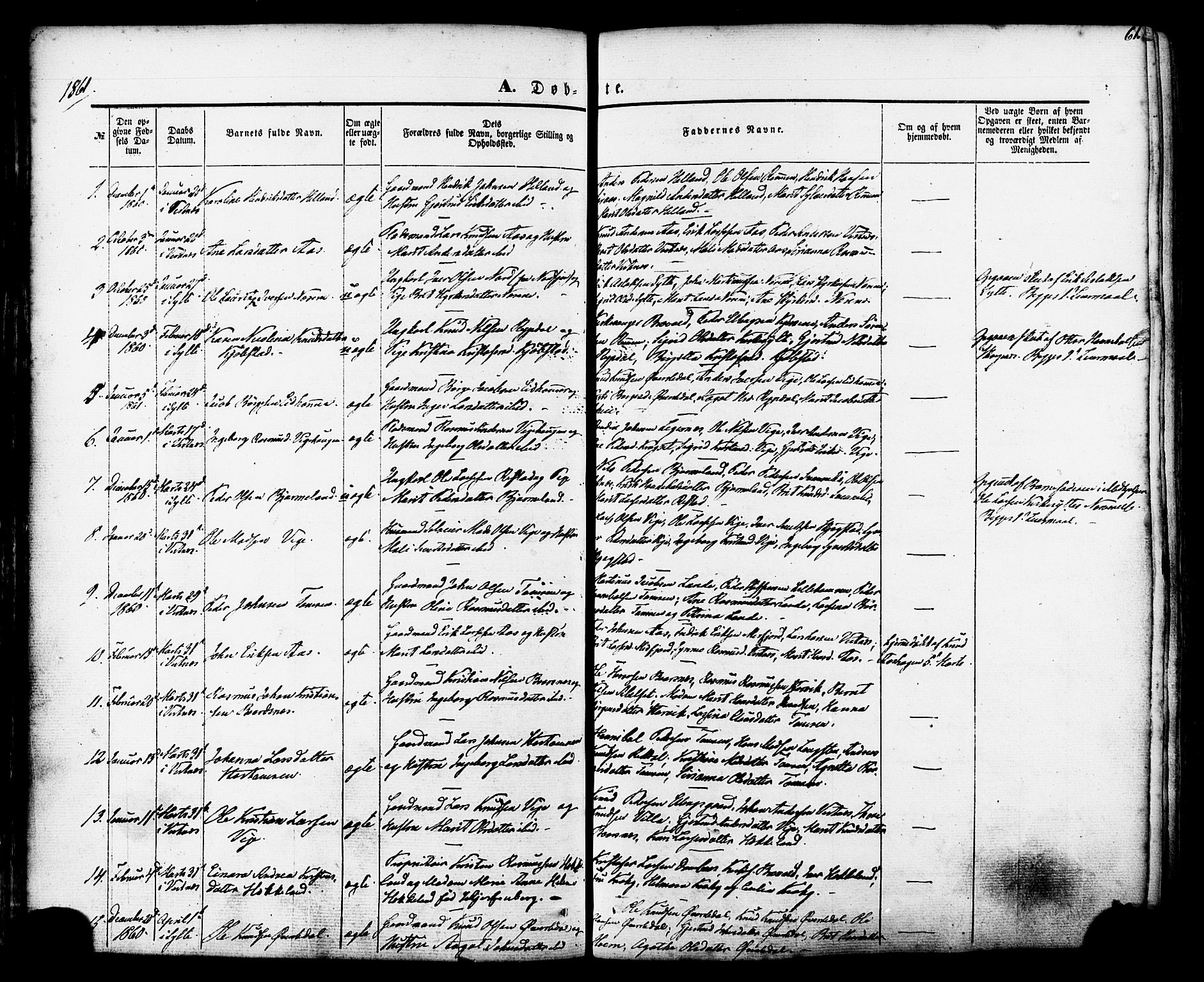 Ministerialprotokoller, klokkerbøker og fødselsregistre - Møre og Romsdal, SAT/A-1454/539/L0529: Parish register (official) no. 539A02, 1848-1872, p. 61