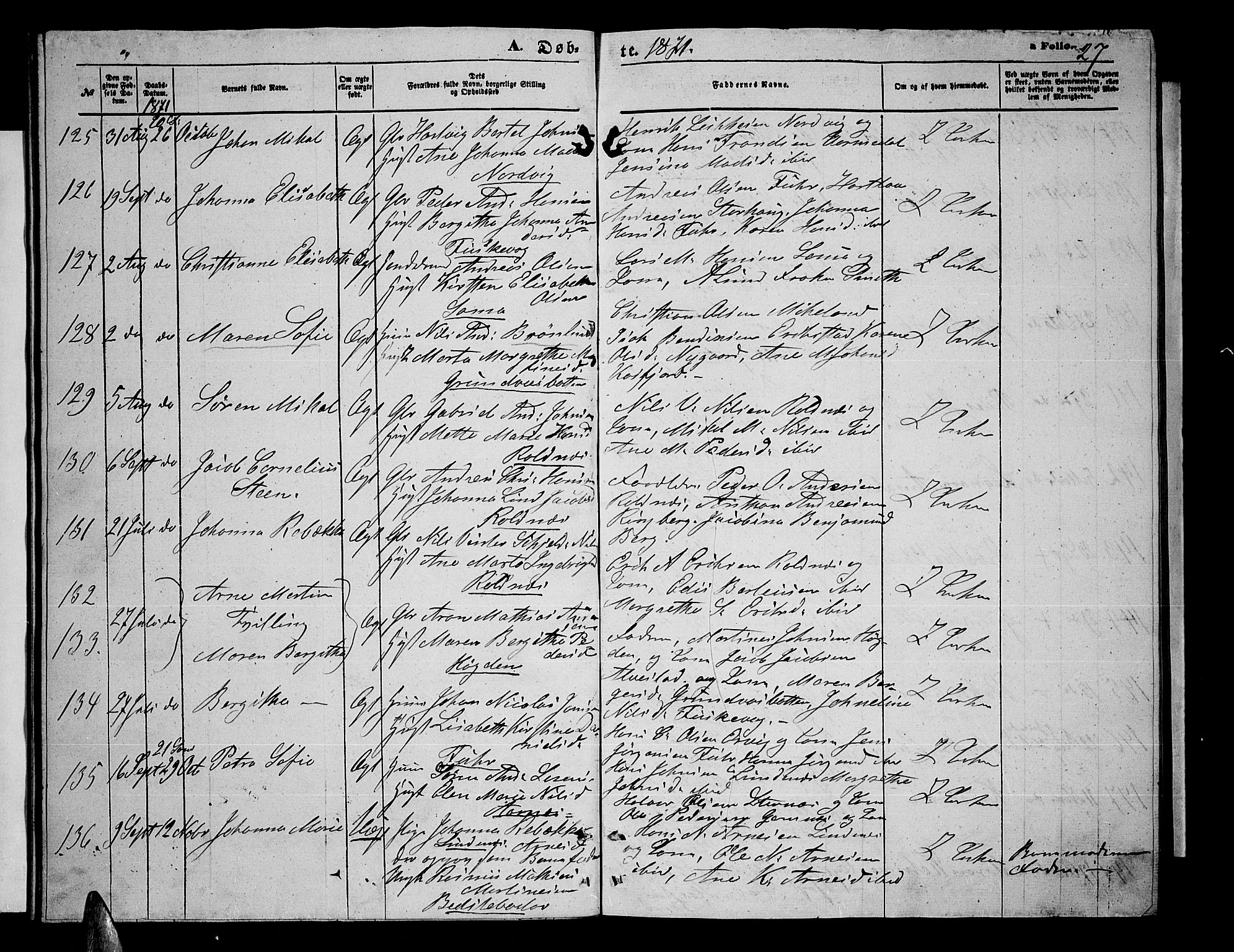 Trondenes sokneprestkontor, SATØ/S-1319/H/Hb/L0009klokker: Parish register (copy) no. 9, 1870-1876, p. 27