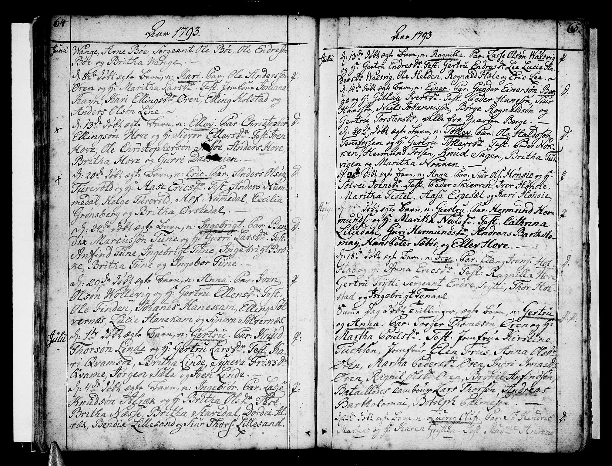 Vik sokneprestembete, SAB/A-81501: Parish register (official) no. A 5, 1787-1820, p. 64-65