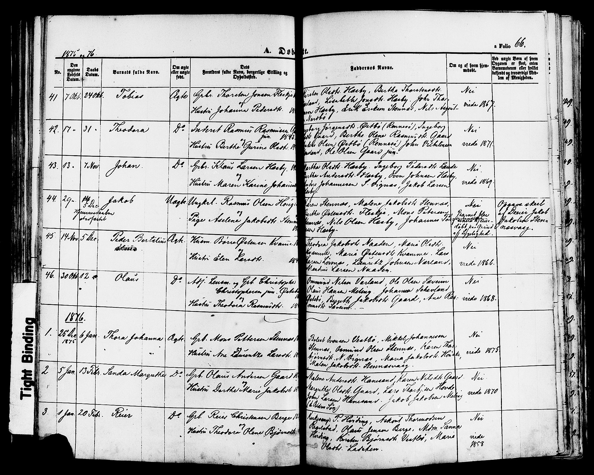 Finnøy sokneprestkontor, SAST/A-101825/H/Ha/Haa/L0008: Parish register (official) no. A 8, 1863-1878, p. 66