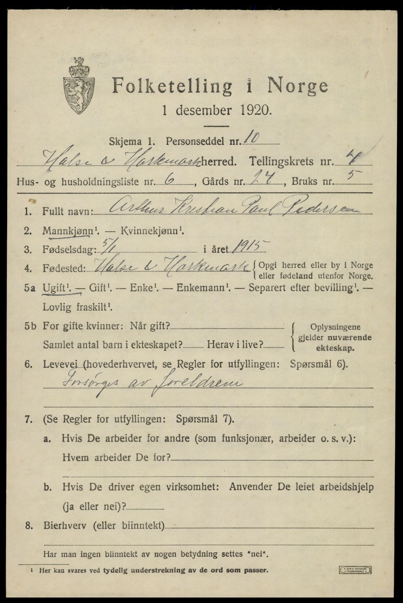 SAK, 1920 census for Halse og Harkmark, 1920, p. 2914