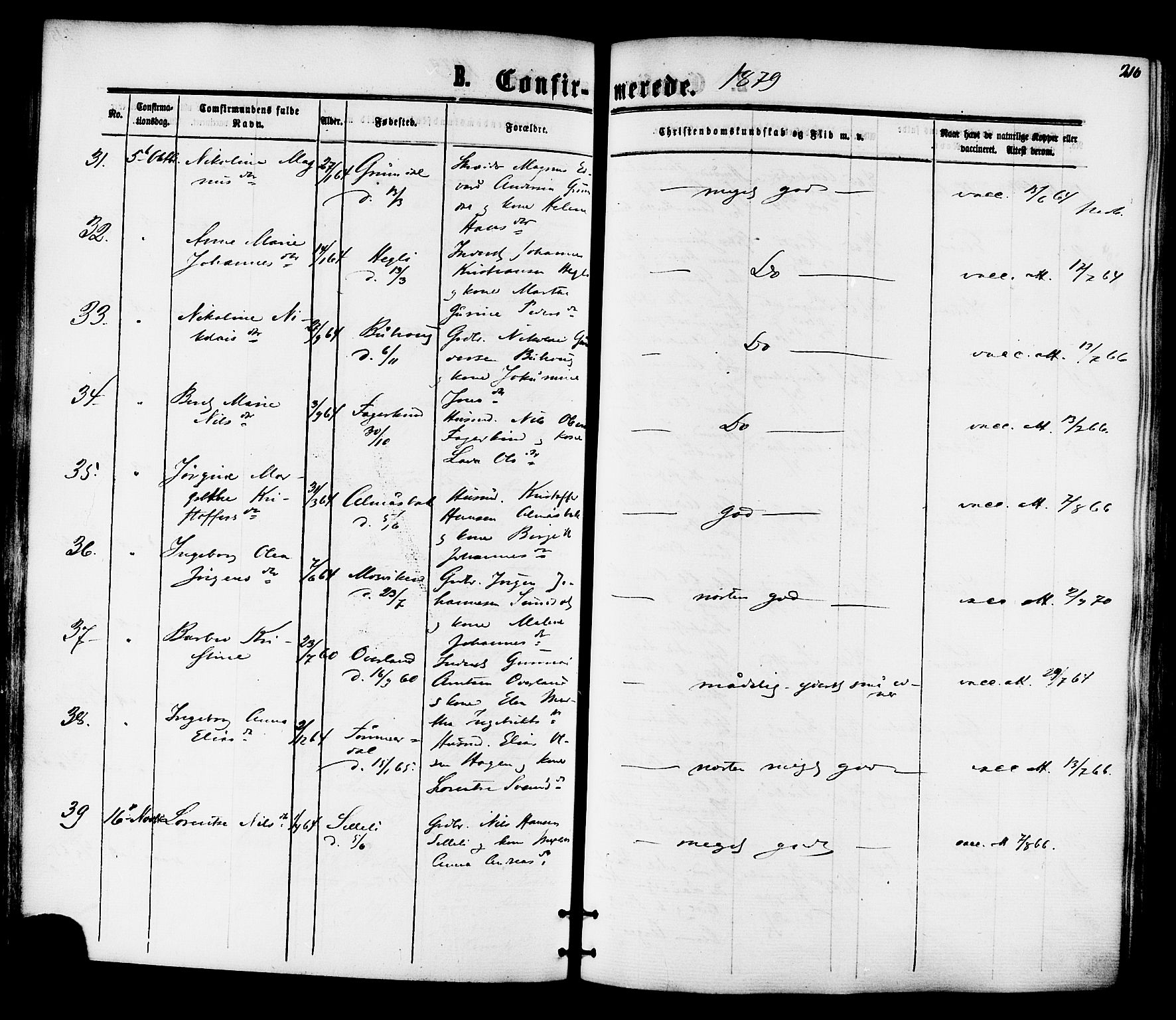 Ministerialprotokoller, klokkerbøker og fødselsregistre - Nord-Trøndelag, SAT/A-1458/701/L0009: Parish register (official) no. 701A09 /1, 1864-1882, p. 216