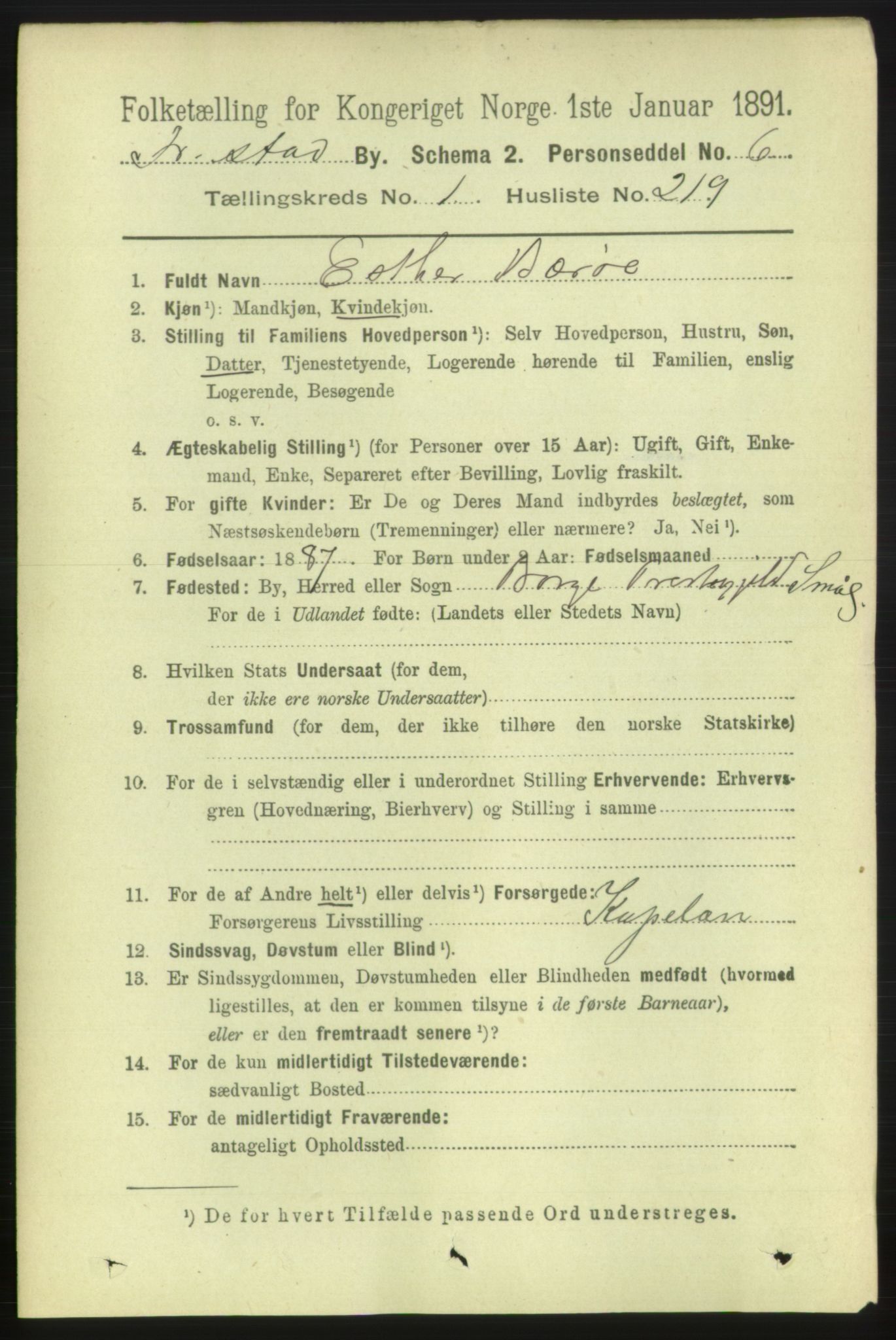 RA, 1891 census for 0103 Fredrikstad, 1891, p. 4433