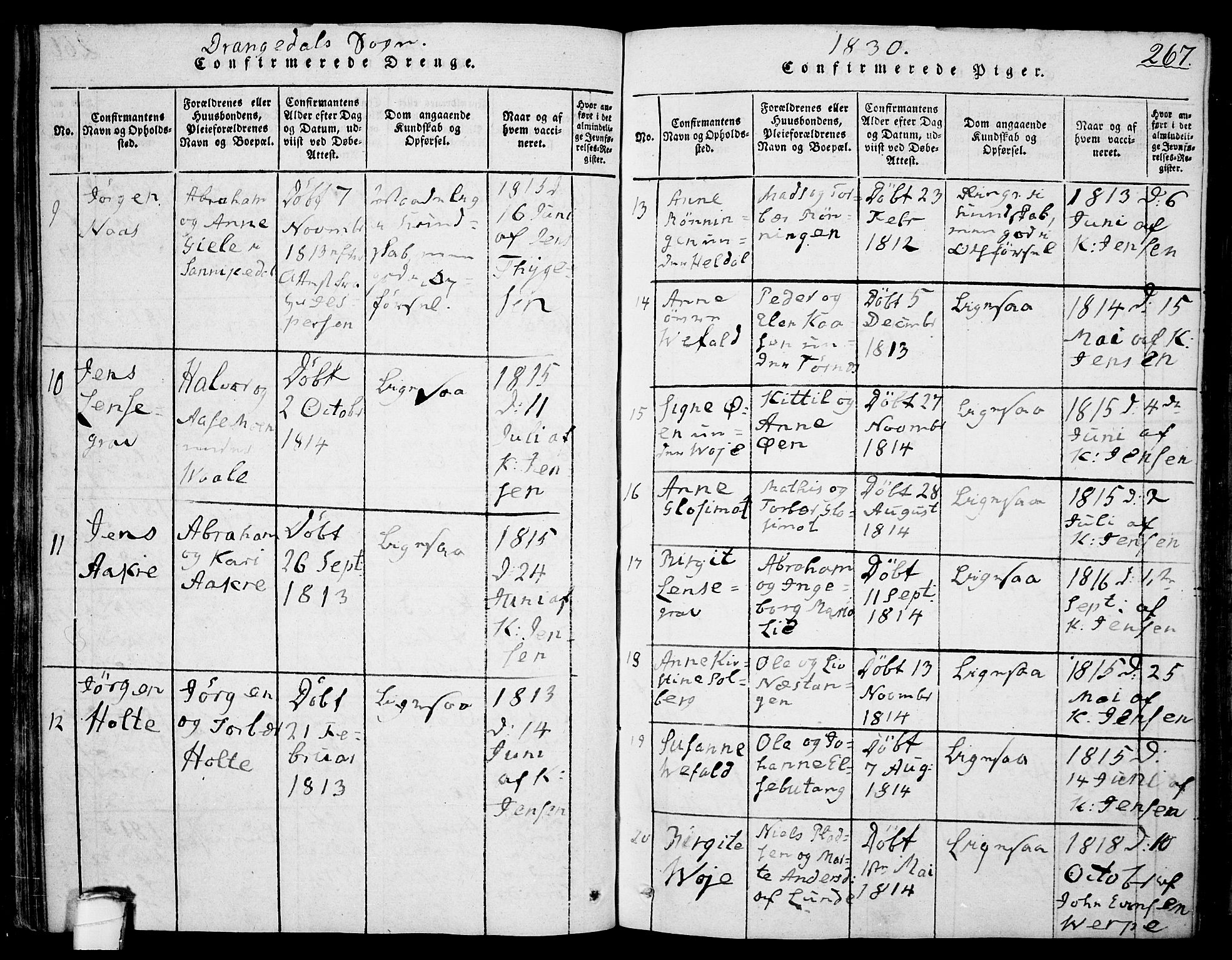 Drangedal kirkebøker, SAKO/A-258/F/Fa/L0005: Parish register (official) no. 5 /1, 1814-1831, p. 267