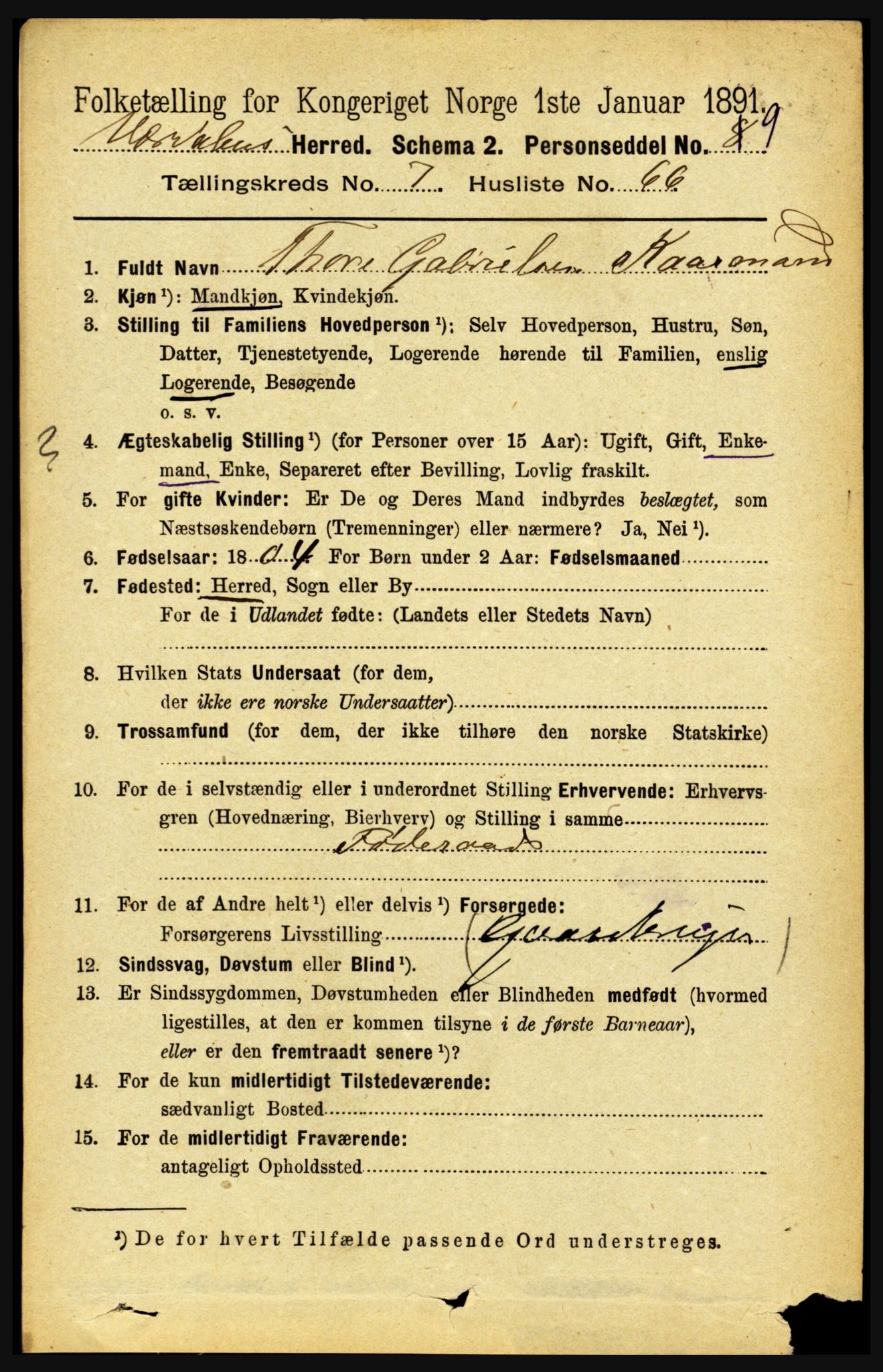 RA, 1891 census for 1721 Verdal, 1891, p. 4332