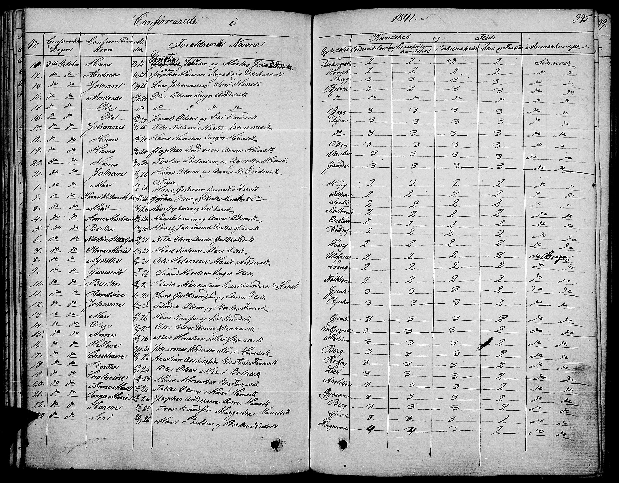 Land prestekontor, AV/SAH-PREST-120/H/Ha/Haa/L0008: Parish register (official) no. 8, 1830-1846, p. 395