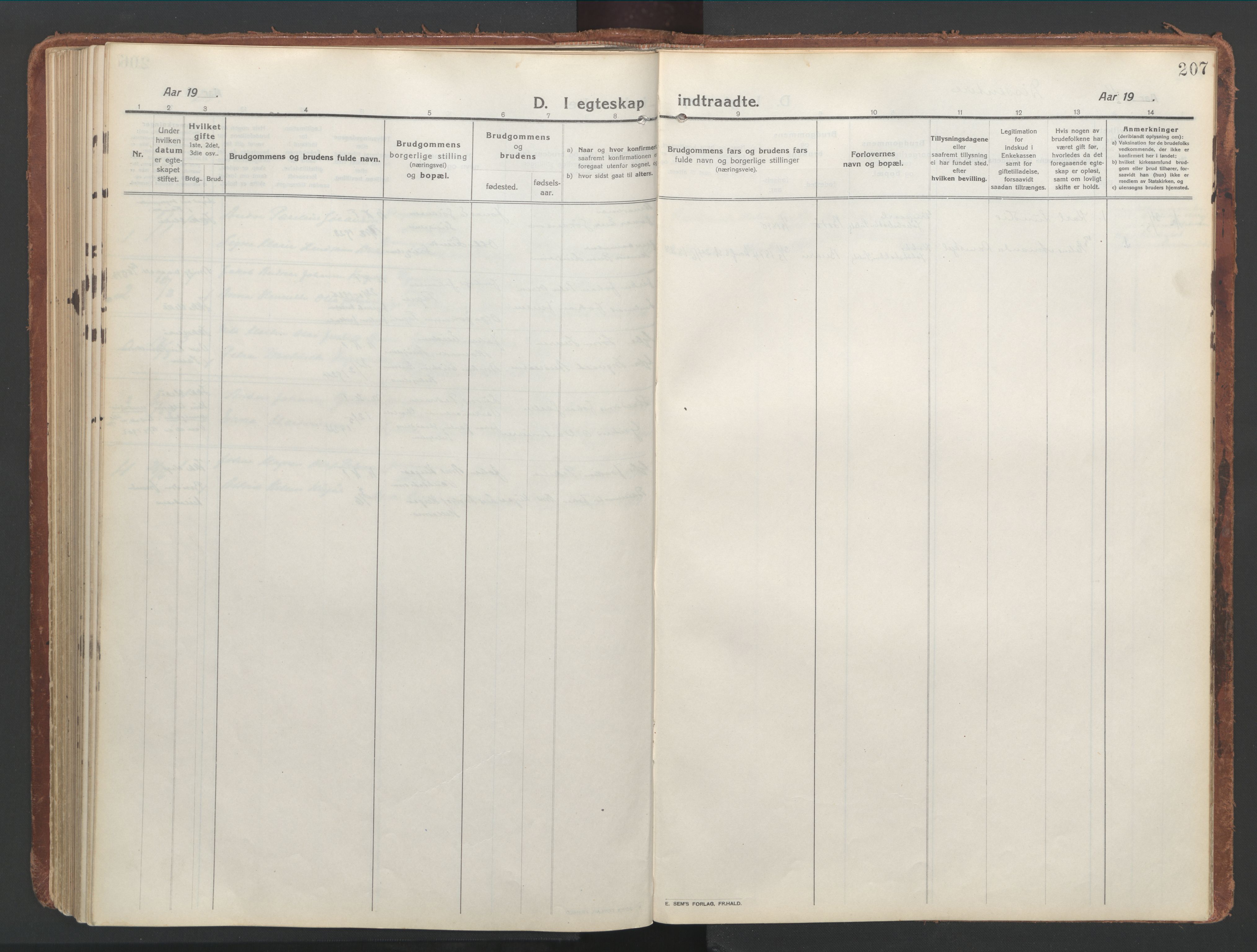 Ministerialprotokoller, klokkerbøker og fødselsregistre - Nordland, AV/SAT-A-1459/850/L0715: Curate's parish register no. 850B05, 1913-1924, p. 207